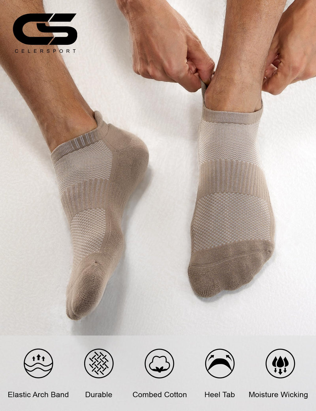 CS CELERSPORT 6 Pairs Ankle Athletic Running Socks Low Cut Sports Tab Socks for Men and Women