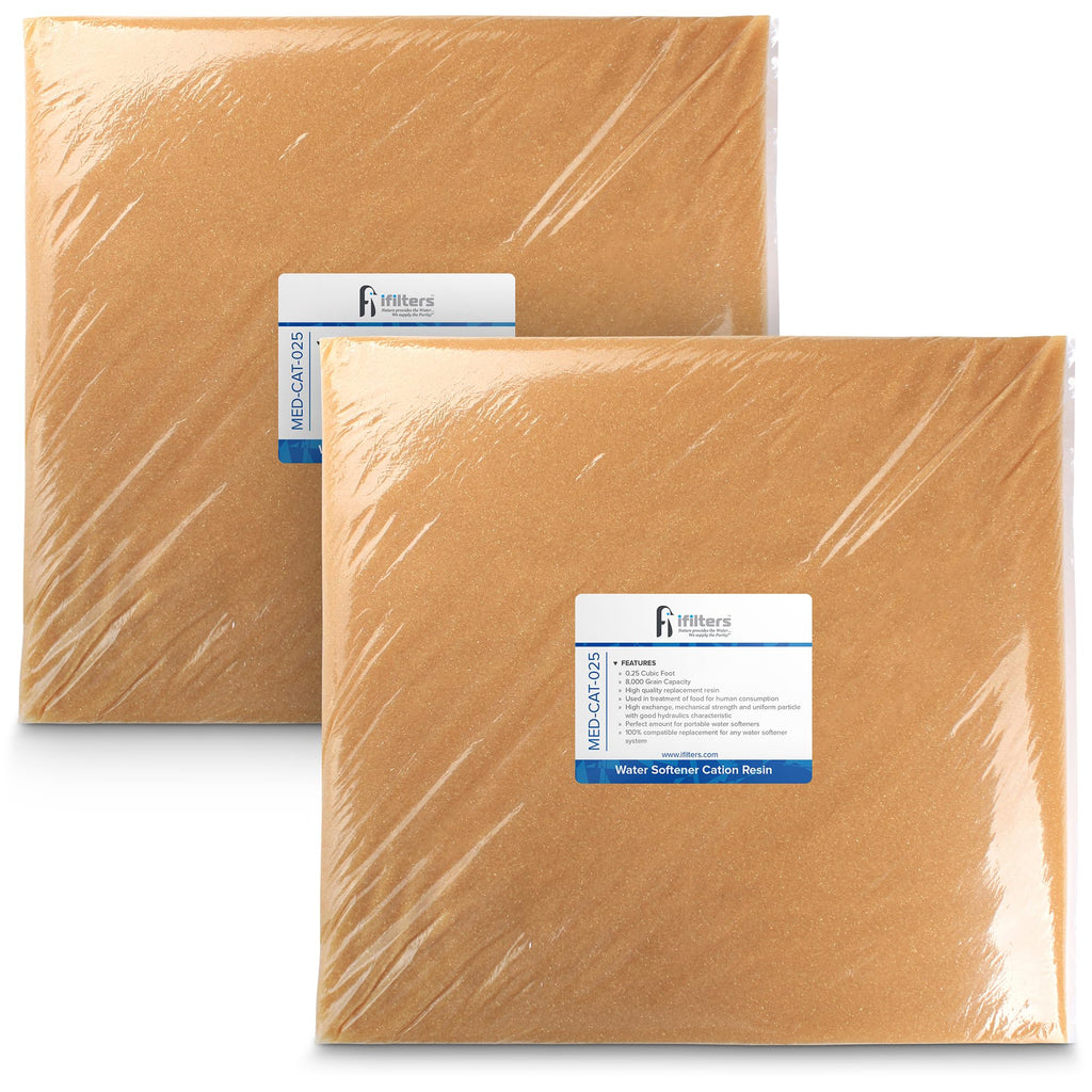 iFilters Water Softener Resin Media Replacement - 1/2 Cubic Foot (CuFt) | 100% Ion Exchange High Quality Premium Cation | 16,000 Grain Capacity | NSF Certified (MED-CAT-025/2)
