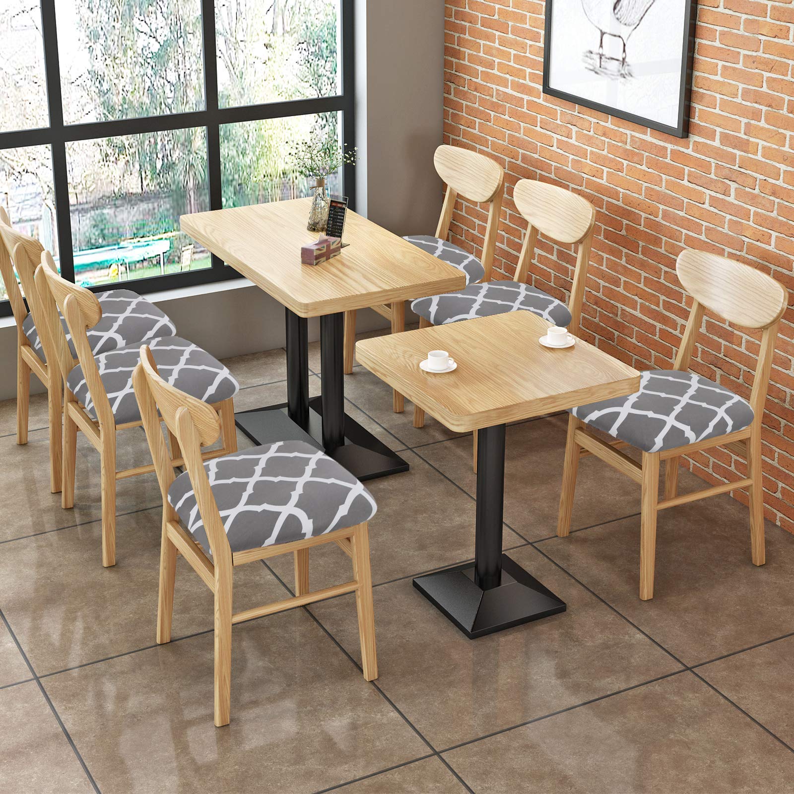 SearchI Seat Covers for Dining Room Chairs Stretch Printed Chair Seat Covers Set of 2, Removable Washable Upholstered Chair Seat Protector Cushion Slipcovers for Kitchen, Office(Ball Flower)