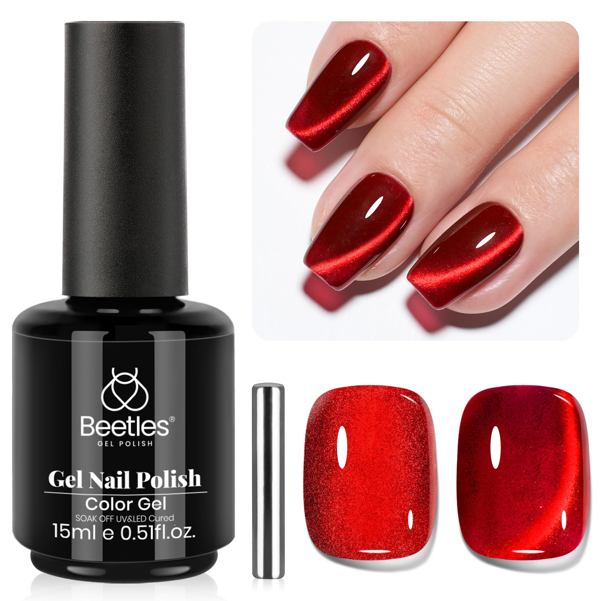 Beetles Star Cascade Silver Cat Eye Gel Nail Polish - 15ML Christmas Silver Glitter Cat Eye Gel Polish with Magnet Soak Off UV Velvet Nail Polish Salon DIY Manicure Winter Gift for Women