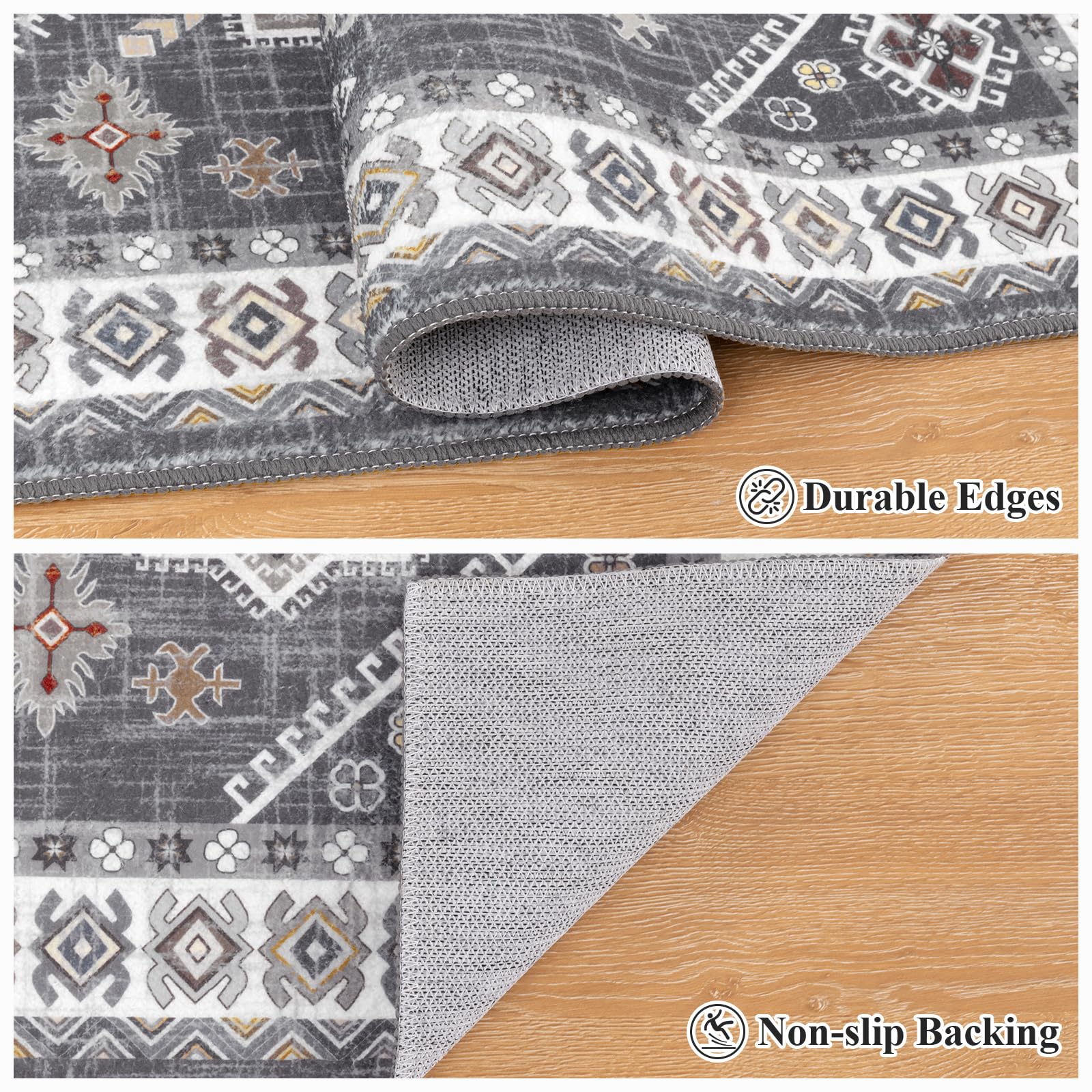 HEBE Boho Kitchen Rug Sets 3 Piece with Runner Non Slip Kitchen Rugs and Mats Washable Kitchen Mats for Floor Thick Kitchen Floor Mat Carpet Runner Rugs for Hallway Laundry Holiday Decor
