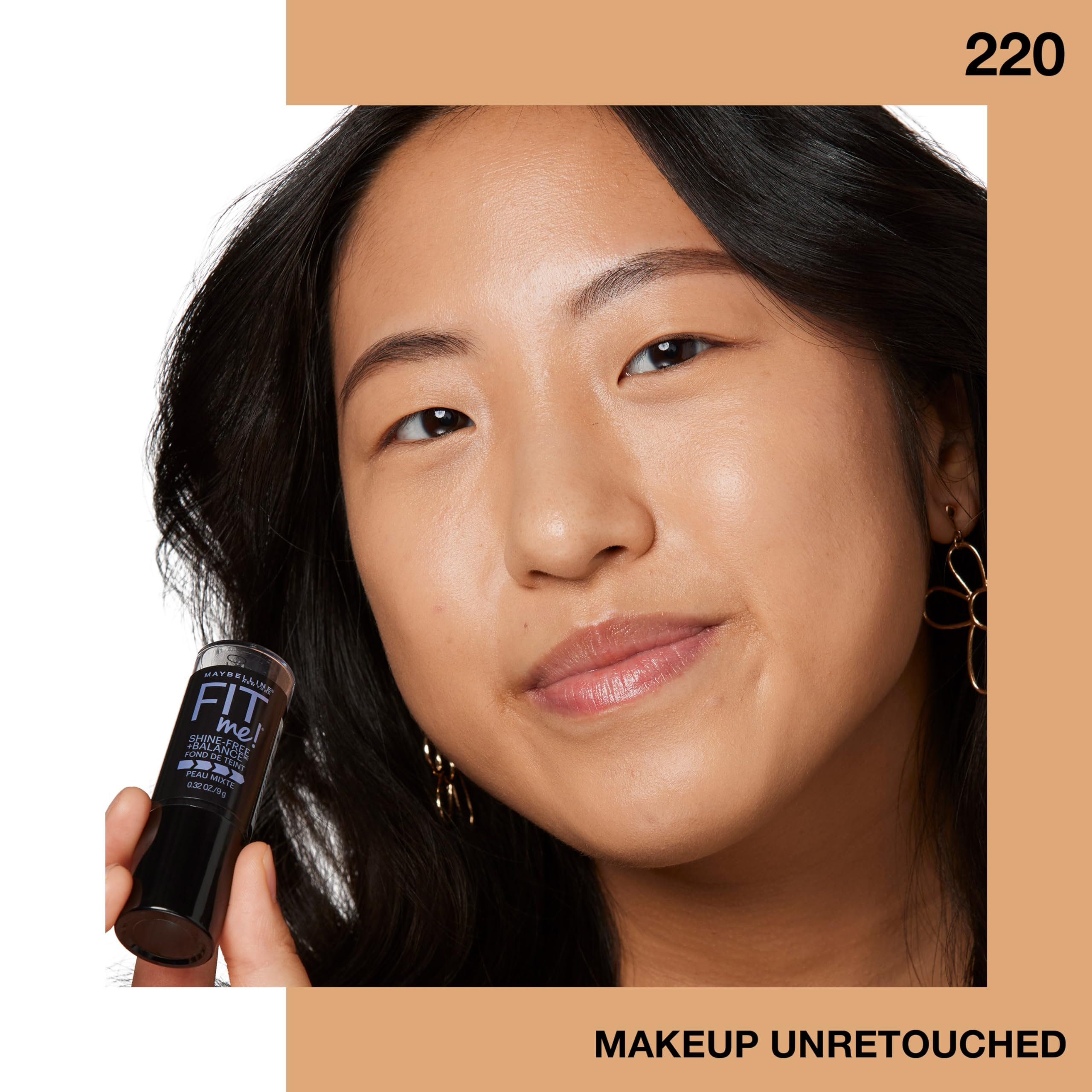 Maybelline Fit Me Shine-Free + Balance Foundation Stick, Multi-Use Face Makeup and Contour Stick For Natural, Matte Coverage, Porcelain, 1 Count