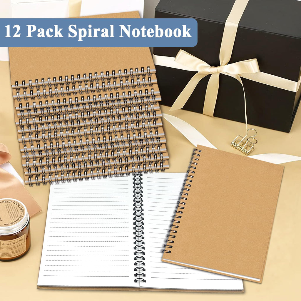 4Pack Small Spiral Notebook A5, 8.25x5.5” 120 Lined Pages Black & Red Wide Ruled Spiral Journal Bulk Blank Kraft Cover Spiral Bound Notebook & Writing Pads for Home Office Meeting Work Note Taking
