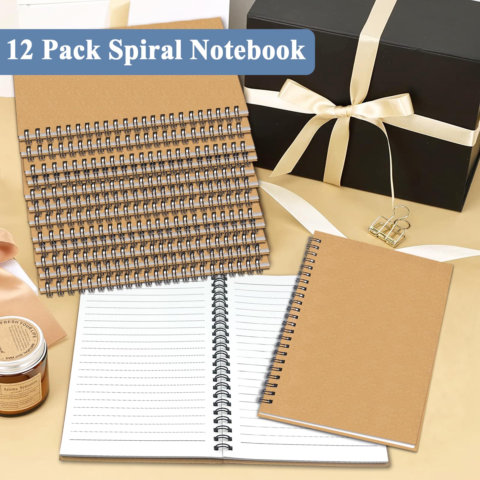 4Pack Small Spiral Notebook A5, 8.25x5.5” 120 Lined Pages Black & Red Wide Ruled Spiral Journal Bulk Blank Kraft Cover Spiral Bound Notebook & Writing Pads for Home Office Meeting Work Note Taking