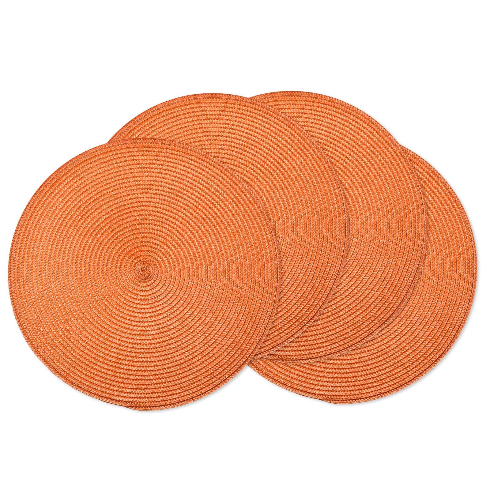 AHHFSMEI Round Placemats Set of 6 Heat Resistant Washable Non-Slip Woven Braided Table Mats for Dining Table Kitchen & Home Decor (Beige)