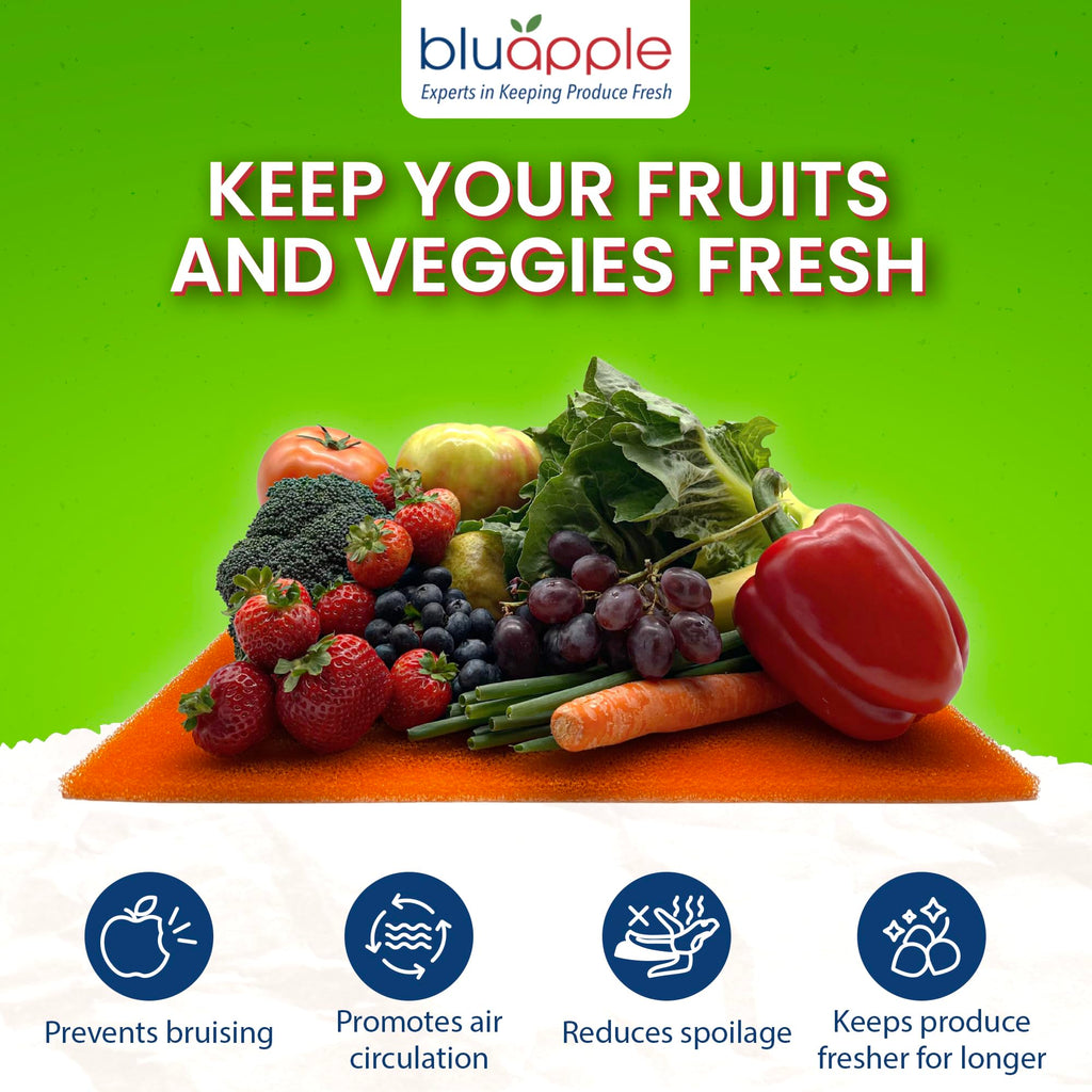 Bluapple FreshMats, Refrigerator Bin Liner, Fridge Drawer Mats, Crisper Life Extender Liner Keeps Produce Fresh Longer, Anti-Bruising, for Air Circulation, Washable & Reusable (4-Mats, 12x15, Black)