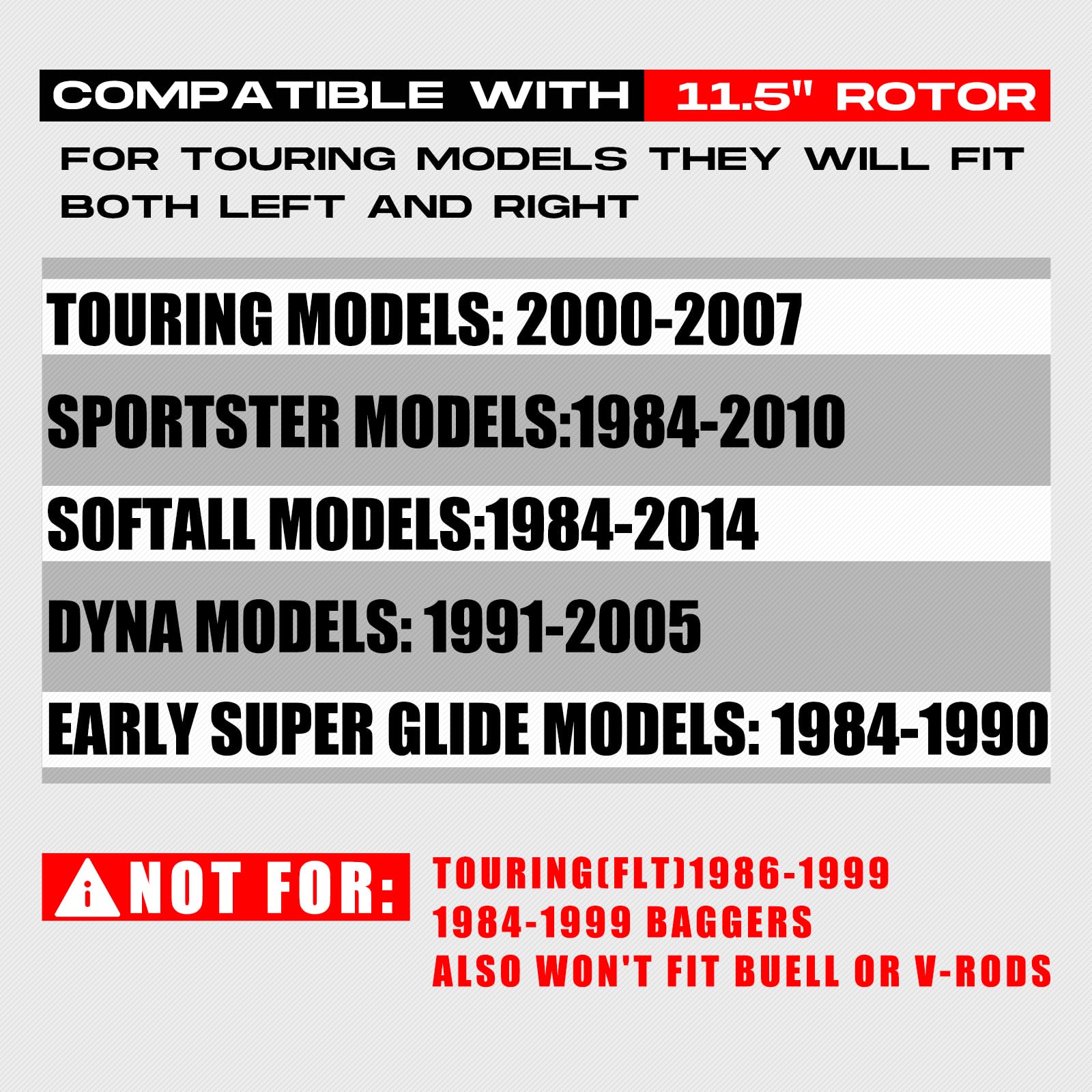 1 Piece Front Rotor and 1 Piece Rear Rotor 11.5'' set for Harley Davidson Touring Softail Sportster Dyna Early Super Glide Motorcycle,Heat Dissipation Mirror-Polished Stainless Steel Rotors