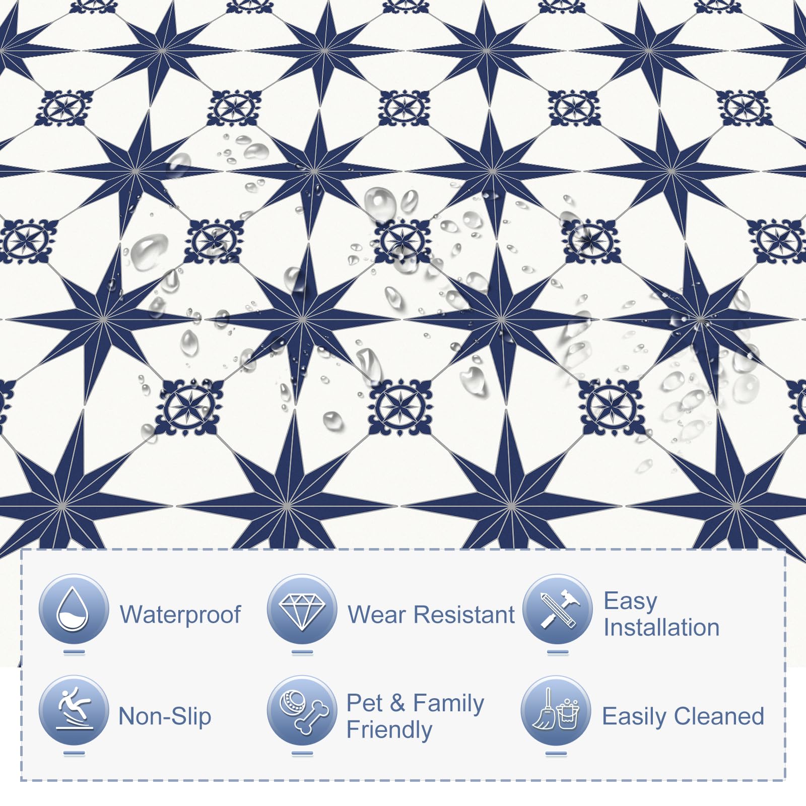MORCART Peel and Stick Floor Tile, Self-Adhesive DIY Vinyl Flooring, Removable and Waterproof Tile Sticker for Bathroom, Kitchen, Wall, Bedroom, Stairs (20PCS,7.87" x 7.87",Aqua Blue)
