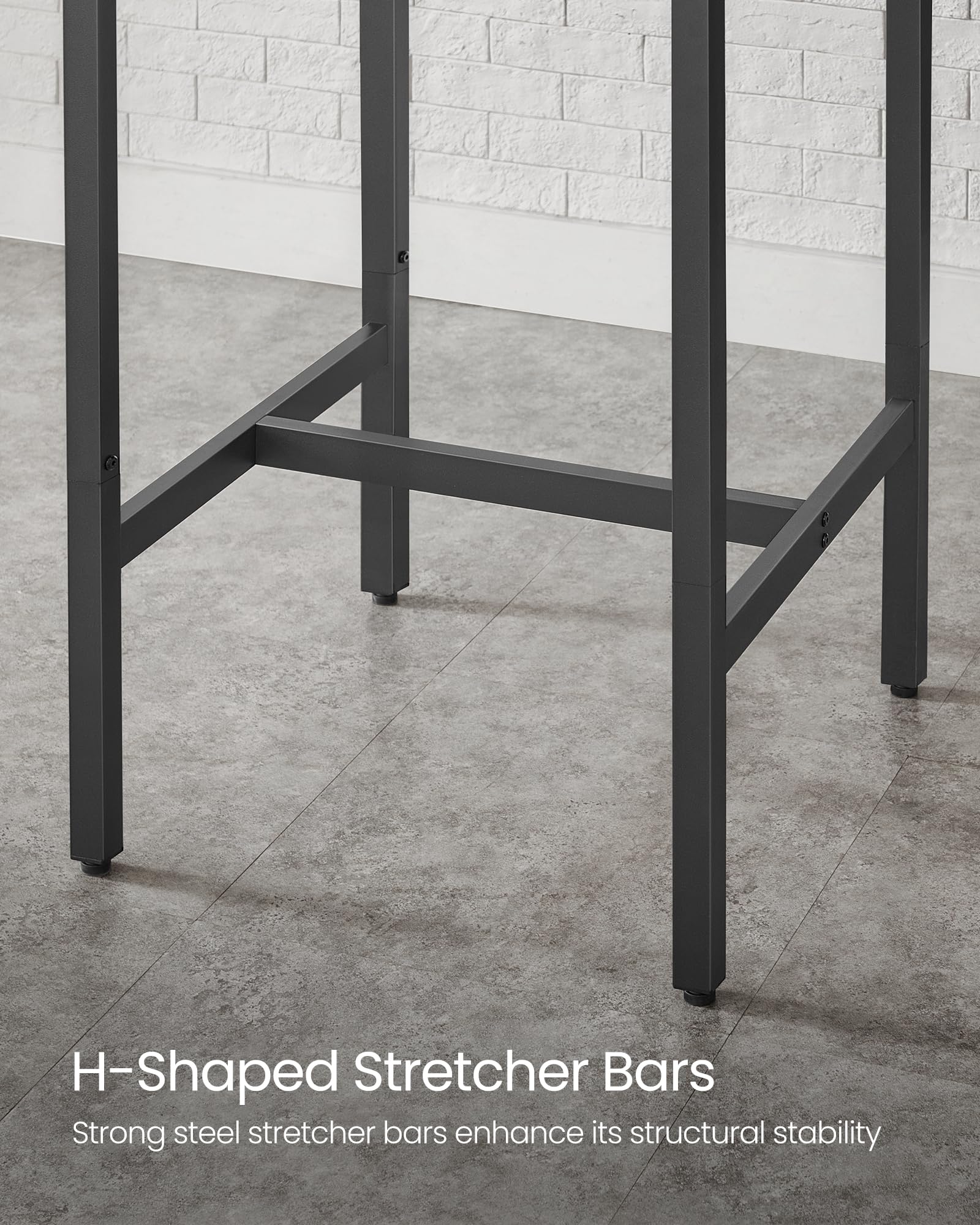 VASAGLE Bar Table, Kitchen Dining Table, High Top Pub Table, Bar Height Cocktail Table for Living Room Party, Sturdy Metal, 15.7 x 39.4 x 35.4 Inches for Narrow Spaces, Ebony Black and Ink Black