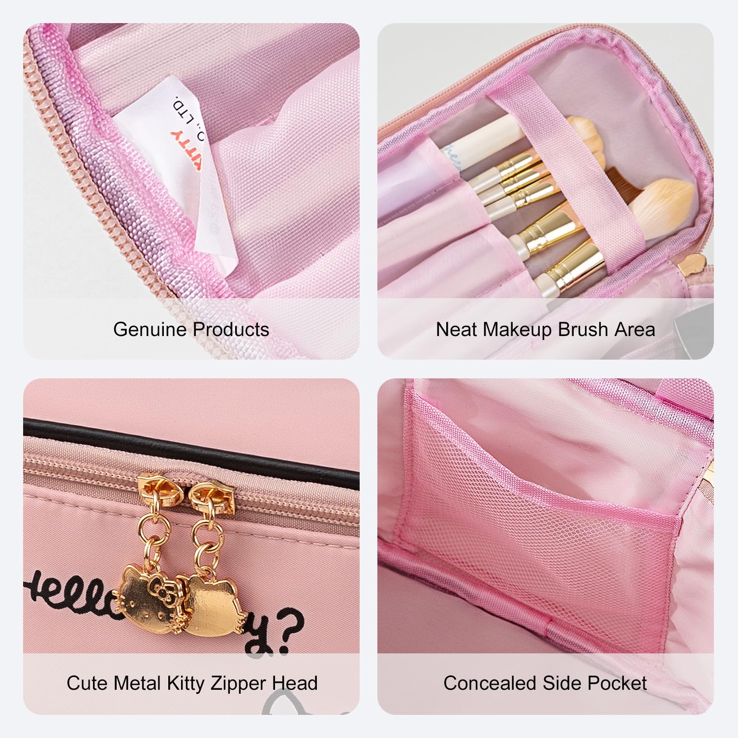 AmBealla Makeup Bag Large Waterproof Cosmetic Bags with Makeup Brush Holder,Cute Printed Makeup Organizer for Women Traveling,Portable Toiletry Bag for Girls