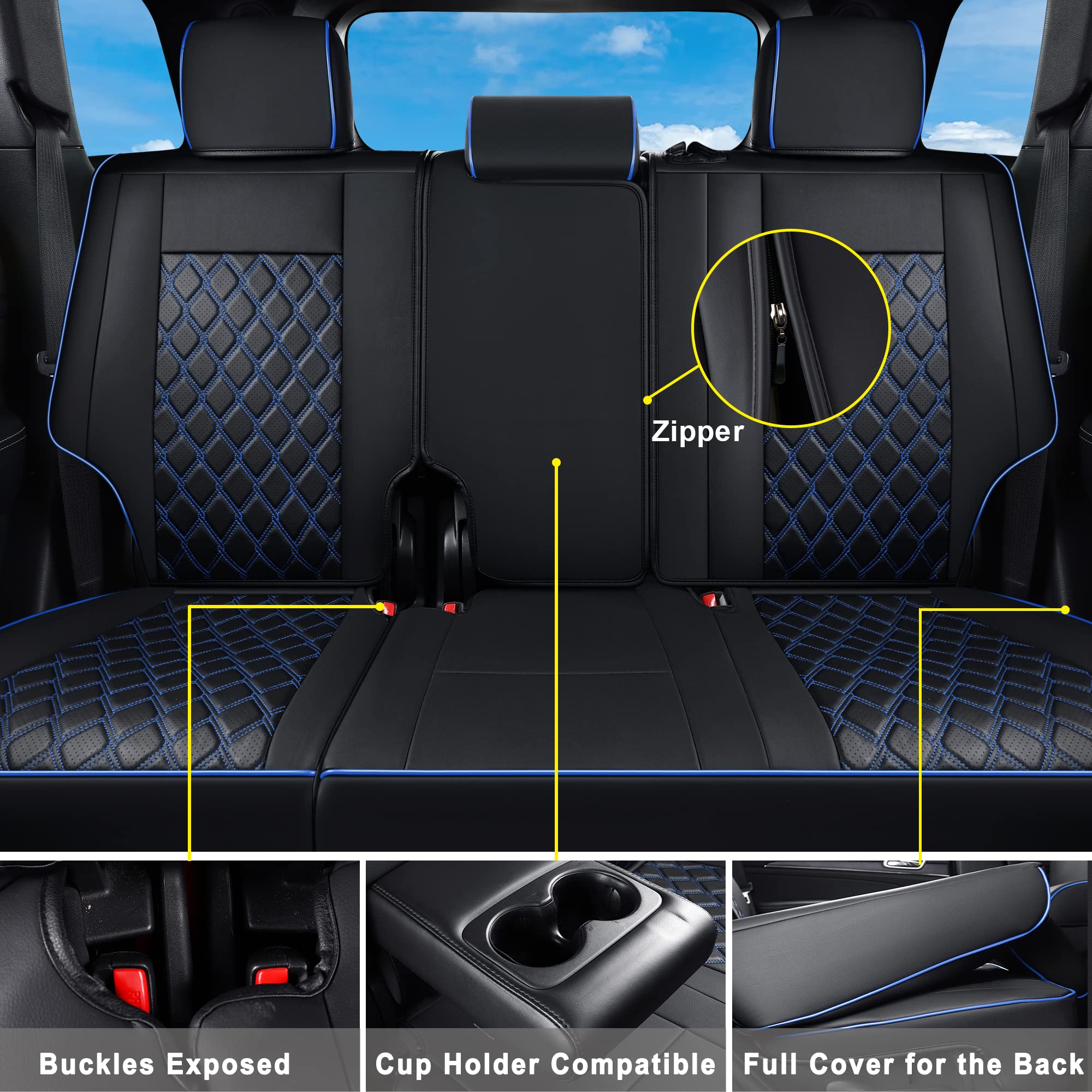 Huidasource Grand Cherokee Seat Covers, 2 Pieces Waterproof Leather Customized Car Seat Cushion Covers Protectors Compatible with Jeep Grand Cherokee 2011-2022 (2Pcs Front/Black)