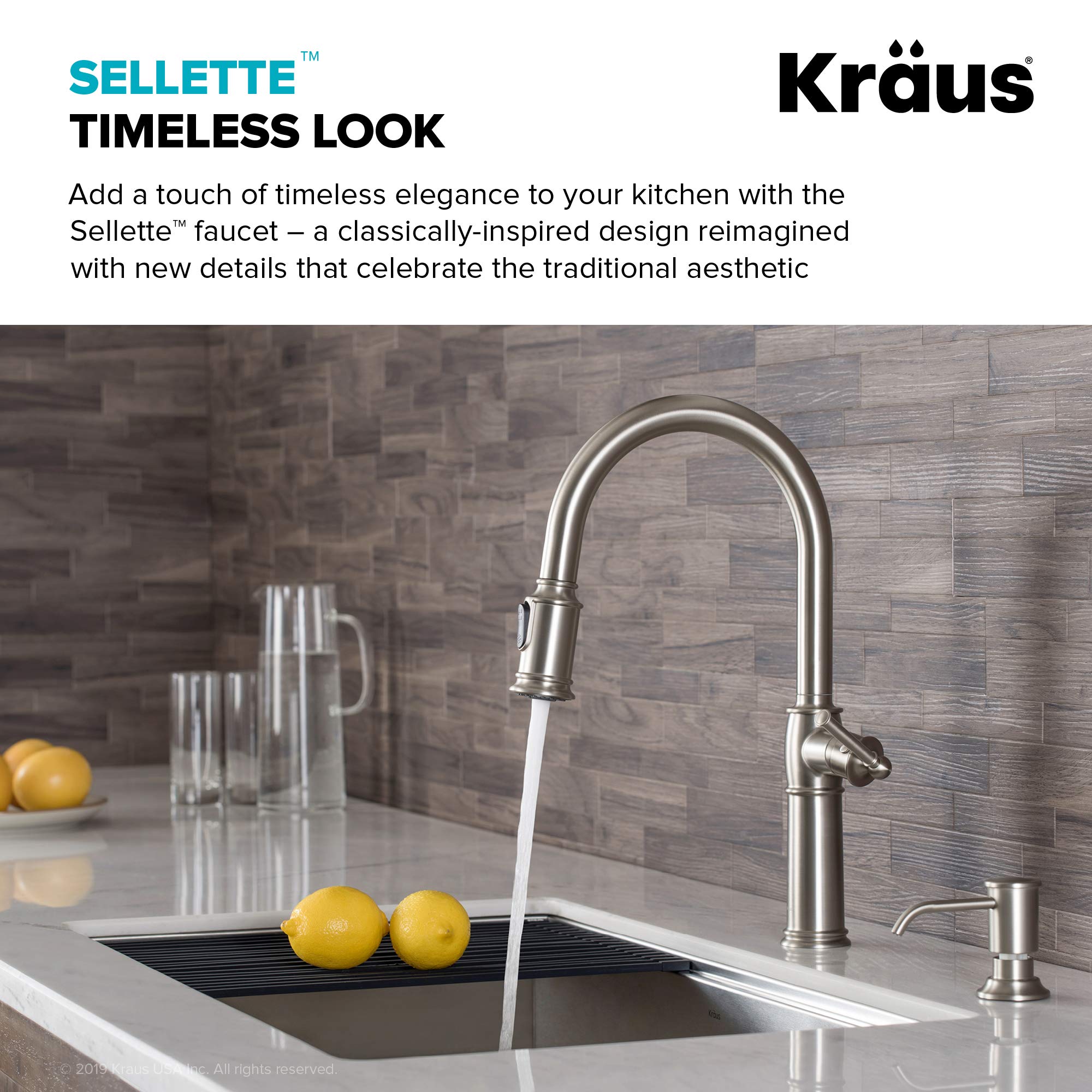 KRAUS Allyn Transitional Bridge Kitchen Faucet with Pull-Down Sprayhead in Brushed Gold, KPF-3121BG