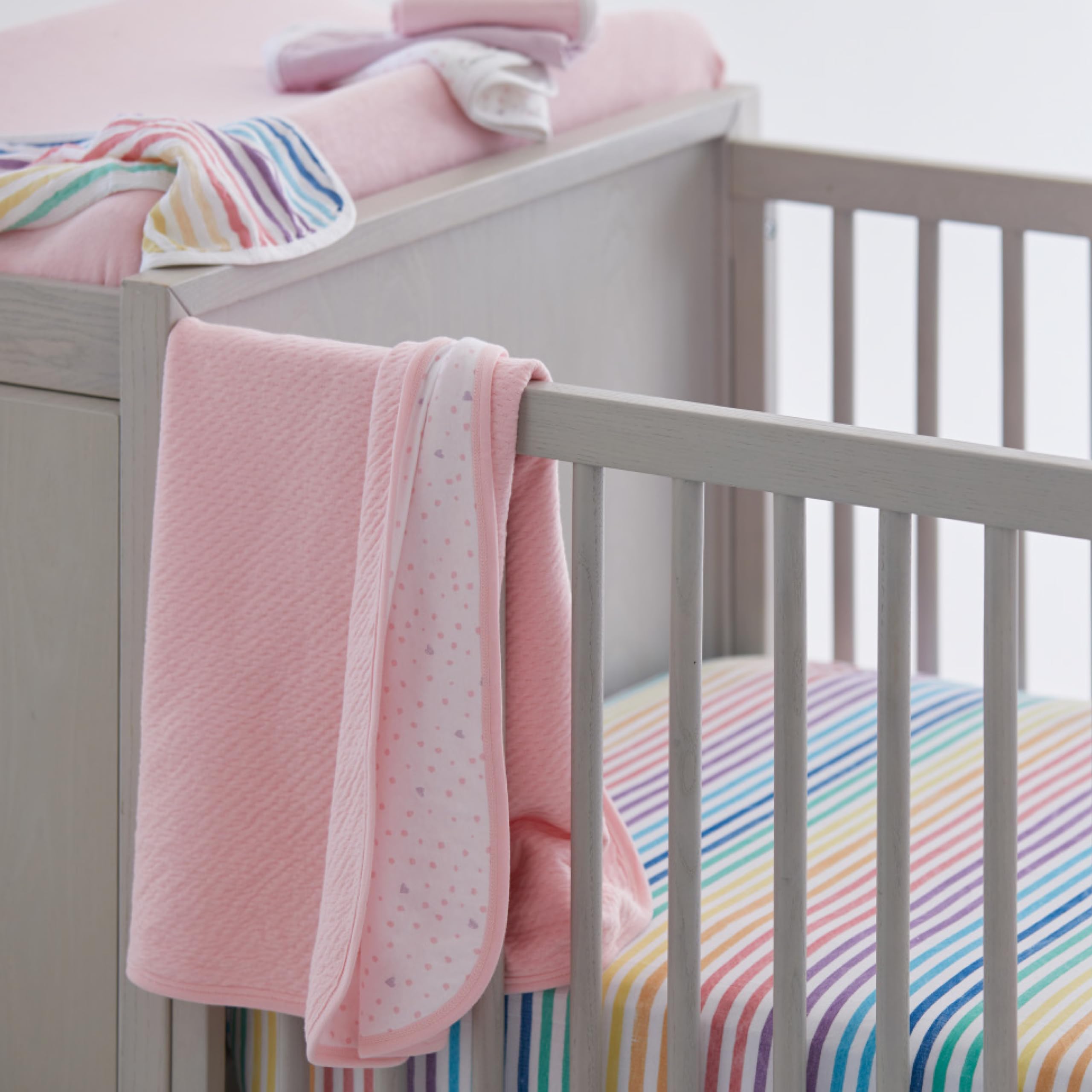 HonestBaby Unisex-Baby Fitted Crib Sheets Set Standard Mattress, 100% Organic Cotton Baby Boys, Girls, Neutral, 1 Pack - Peach Skin Painted Buffalo Check, One Size