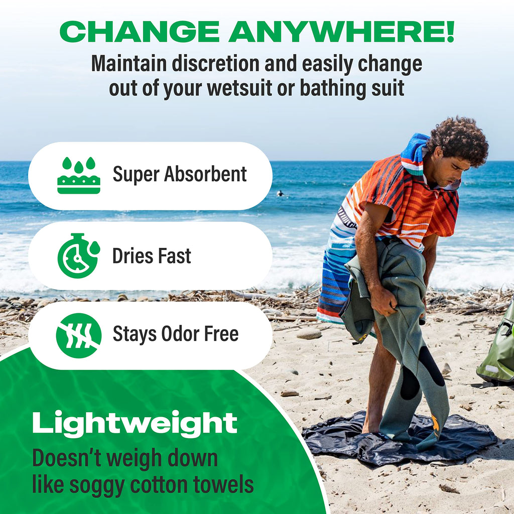 COR Surf Poncho Changing Towel Robe with Hood and Front Pocket | Thick Quick Dry Microfiber Wetsuit Poncho Towel for Surfing Beach Pool Swim (Medium, Cobalt)