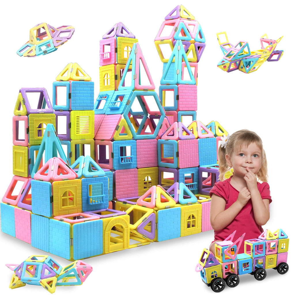 Tolnetr Magnetic Tiles Toys for 3 4 5 6 7 8+ Year Old Boys Girls Upgrade Macaron Castle Blocks Building Set for Toddlers STEM Creativity/Educational Toys for Kids Age 3-6 Christmas Birthday Gifts