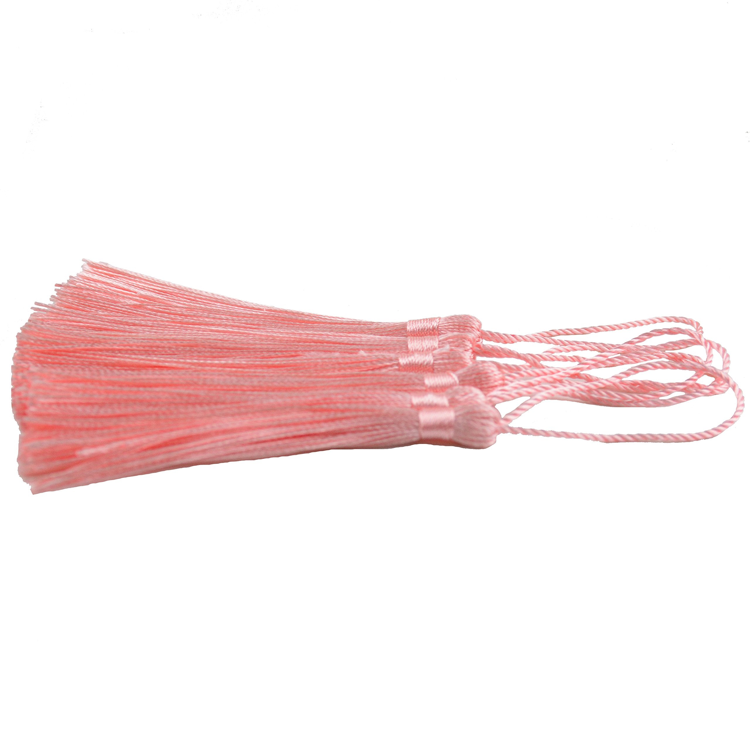 Makhry 100pcs 13cm/5 Inch Silky Floss Bookmark Tassels with 2-Inch Cord Loop and Small Chinese Knot for Jewelry Making, Souvenir, Bookmarks, DIY Craft Accessory (Dark Grey)