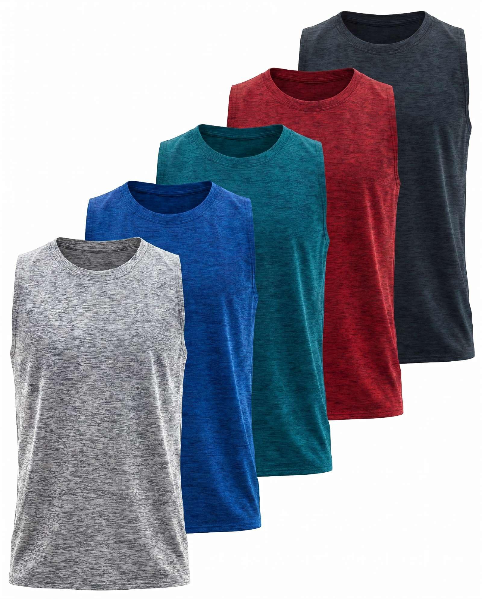 Real Essentials 5 Pack: Boys Dry-Fit Active Athletic Performance Tank Top