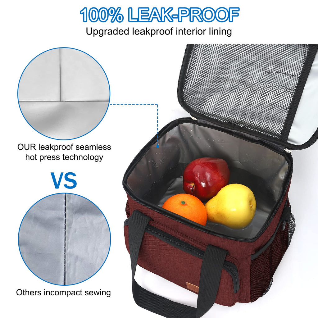 Femuar Lunch Bags for Women/Men, Insulated Lunch Bag for Work Office Picnic - Large Lunch Cooler Bag Leakproof Lunch Box with Adjustable Shoulder Strap for Adults - Grey (15L)