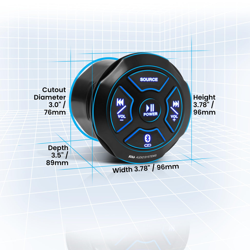 BOSS Audio Systems MGR250B Bluetooth Marine Radio Gauge Receiver, Built-In Amplifier, IPX6-Rated, USB Port + USB Charging