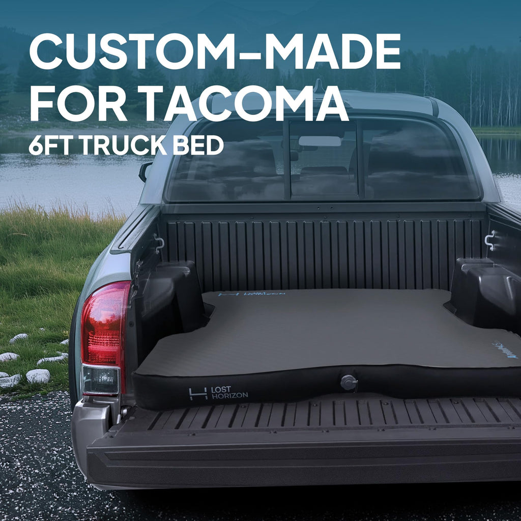 Lost Horizon Truck Bed Camping Air Mattress with Foam, Self Inflating Sleeping Pad for Tacoma 5FT with Pump Sack, 4.5" Thick