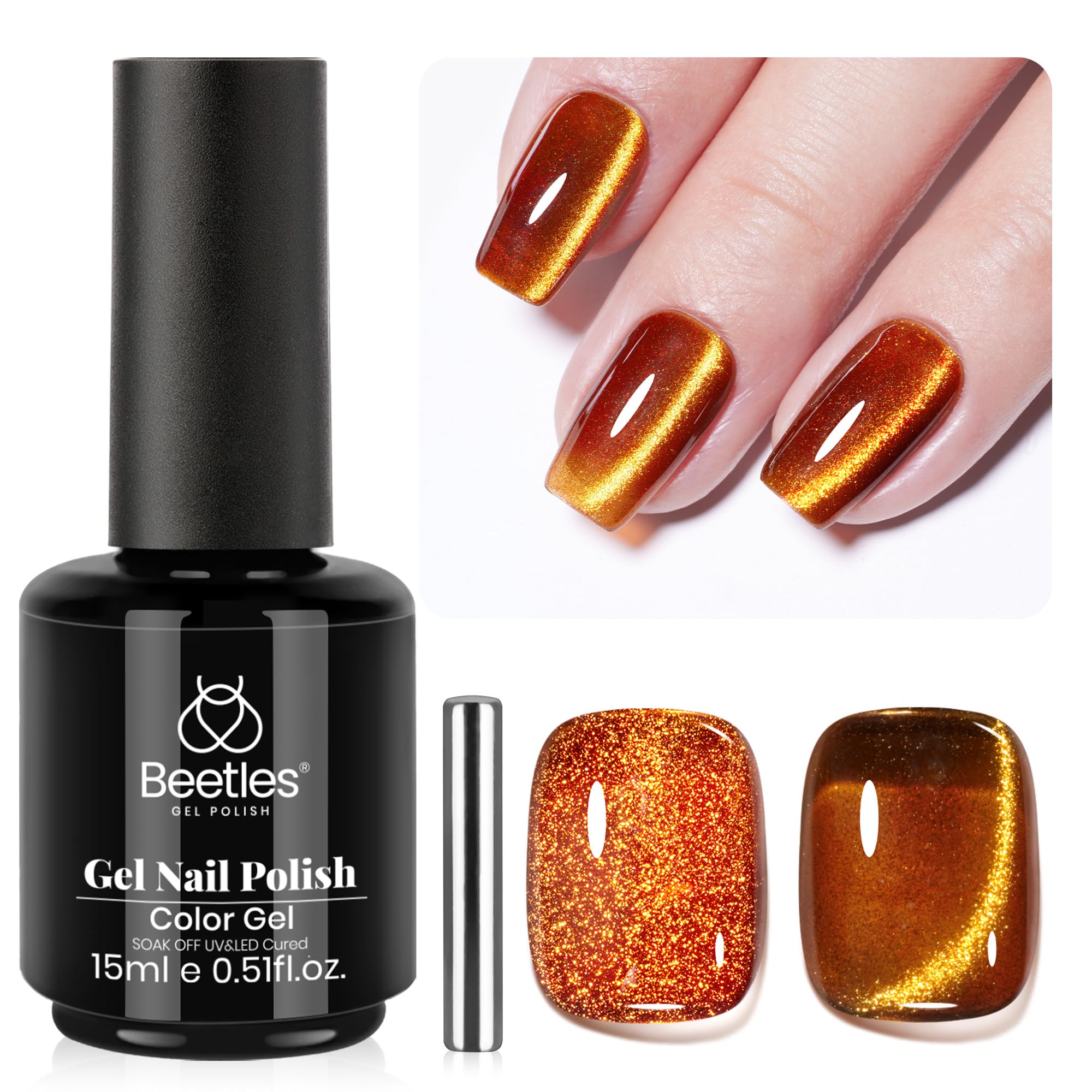 Beetles Star Cascade Silver Cat Eye Gel Nail Polish - 15ML Christmas Silver Glitter Cat Eye Gel Polish with Magnet Soak Off UV Velvet Nail Polish Salon DIY Manicure Winter Gift for Women