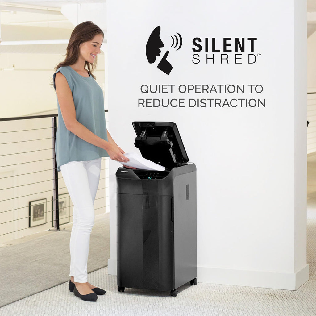 Fellowes AutoMax Micro-Cut 100M Commercial Office Auto Feed 2-in-1 Paper Shredder with 100-Sheet Capacity, Black