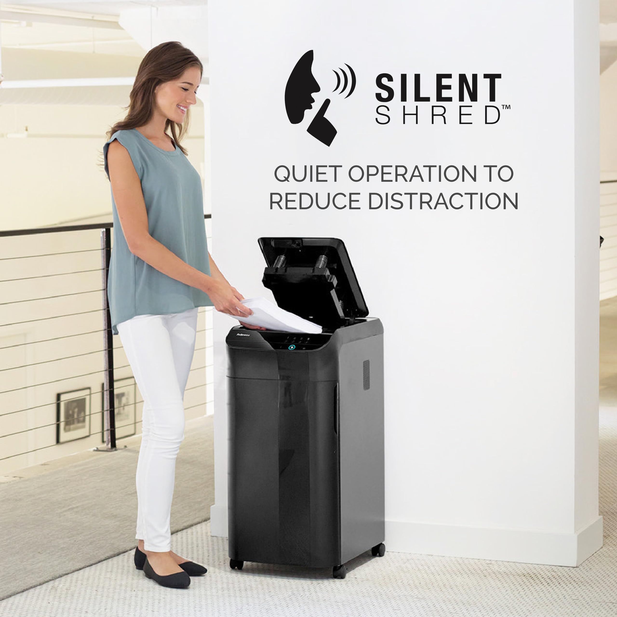 Fellowes AutoMax Micro-Cut 100M Commercial Office Auto Feed 2-in-1 Paper Shredder with 100-Sheet Capacity, Black