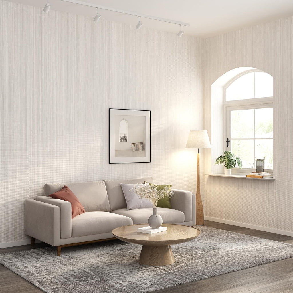 Grasscloth Peel and Stick Wallpaper 20.8"x394" Gray Thick Fabric Textured Linen Classic Faux Grassweave Neutral Removable Wallpaper Vinyl Film Roll for Home Use