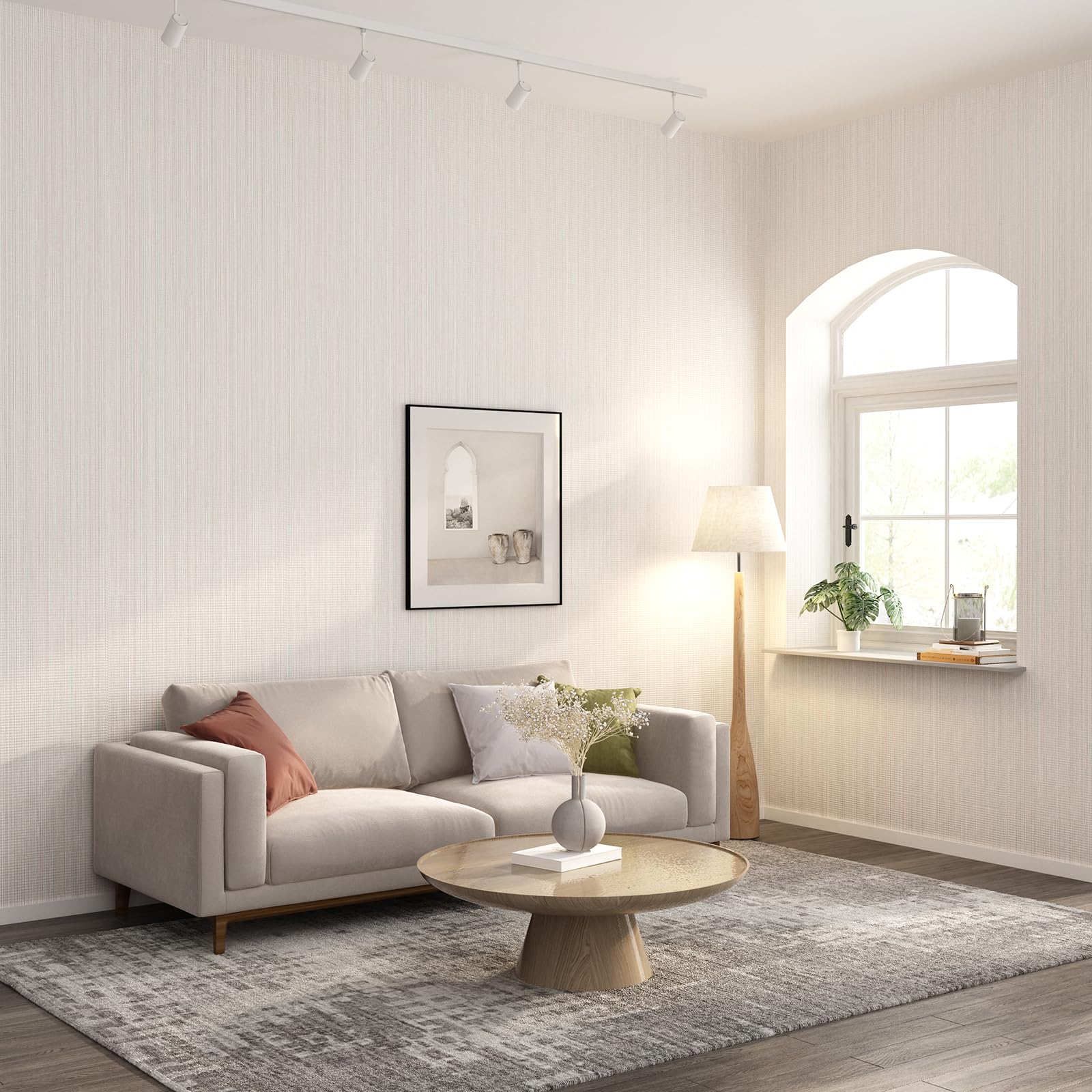 Grasscloth Peel and Stick Wallpaper 20.8"x394" Gray Thick Fabric Textured Linen Classic Faux Grassweave Neutral Removable Wallpaper Vinyl Film Roll for Home Use