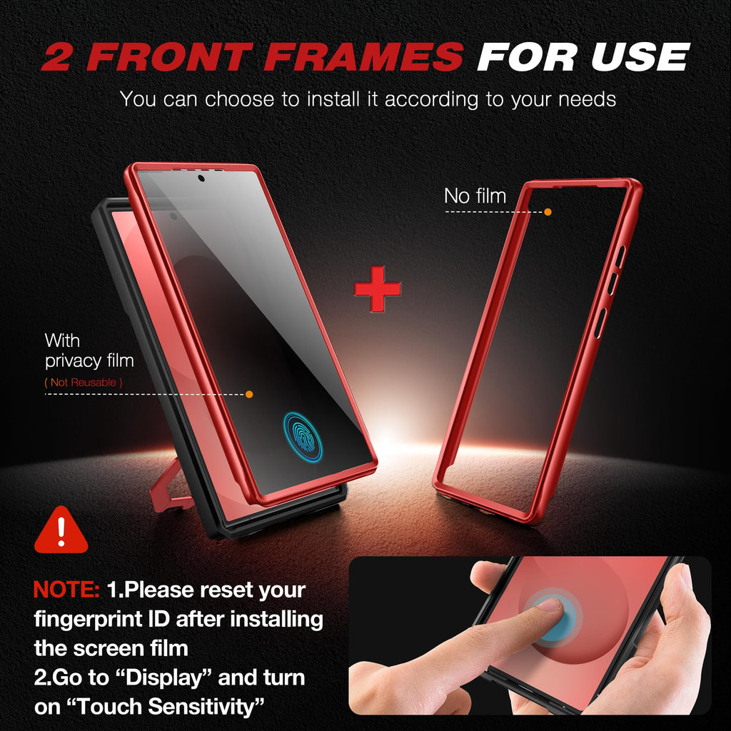 TONGATE Magnetic Stand for Samsung Galaxy S25 Ultra Case with Privacy Screen Protector, [Compatible with Magsafe] [Military Drop Protection] S25 Ultra Case with Camera Cover & Belt Clip, Black 6.9"
