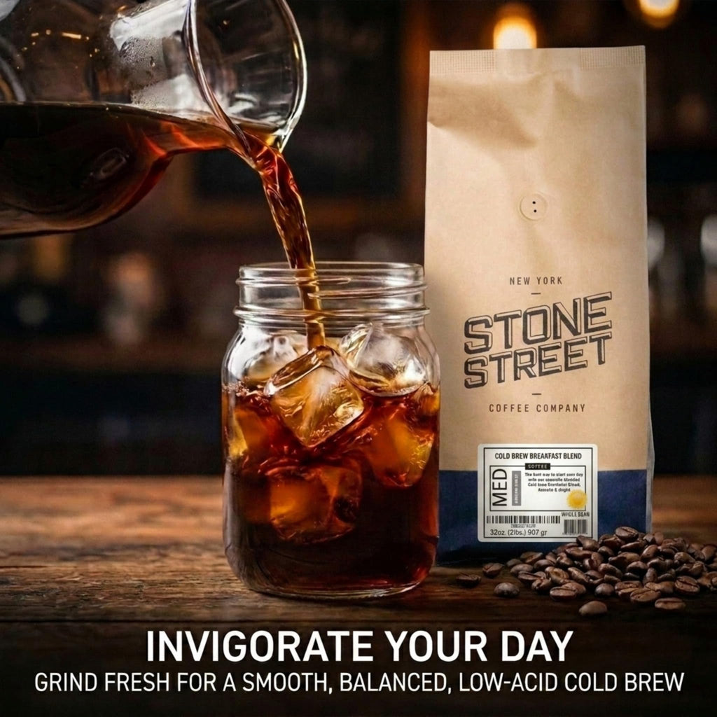 Stone Street Cold Brew Coffee, Low Acid, 100% Arabica, Gourmet Coffee - Breakfast Blend, Medium Roast, Coarse Ground, 2 LB