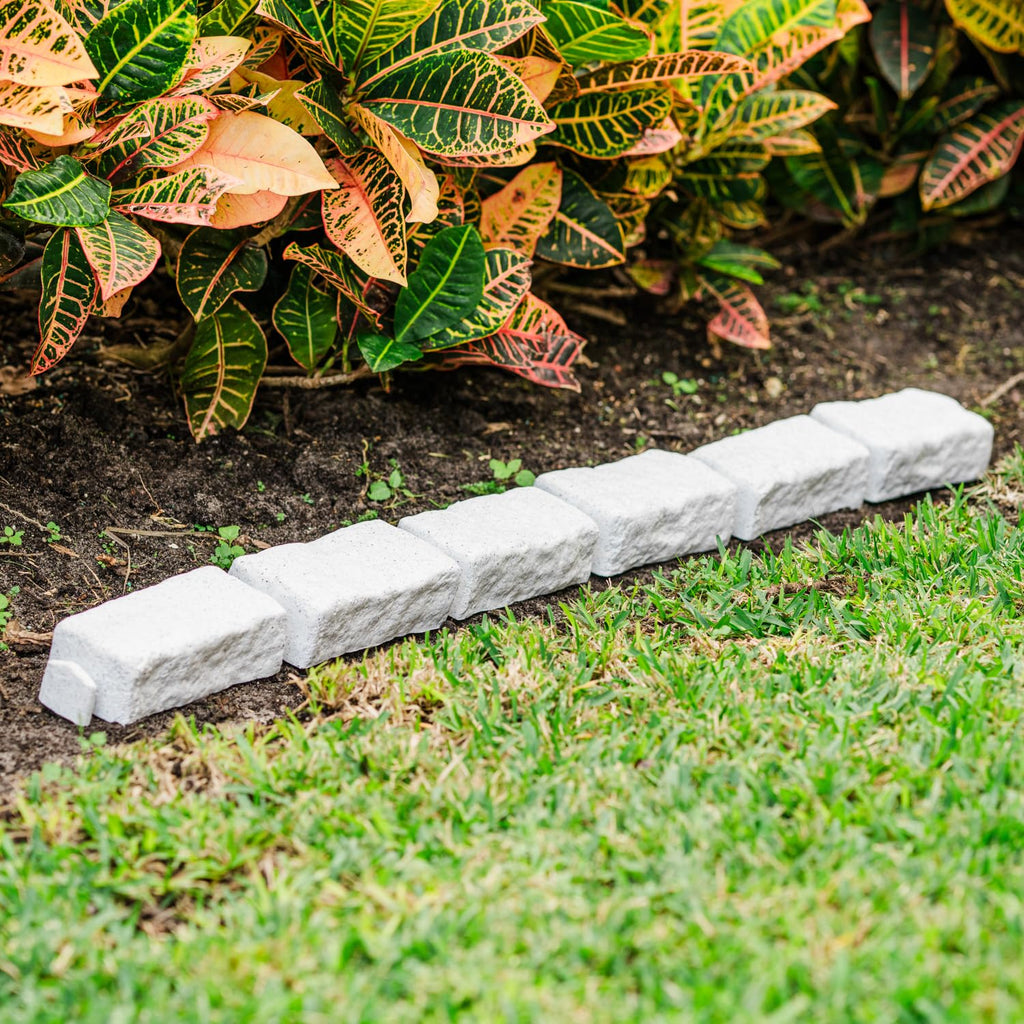 Beuta Landscape Edging | Garden Edging Border | Faux Stone Bricks for Lawn edging, Flower beds, Pathways & Yard Edging– 1 Pack | Each Section Has 6 Bricks 48"L x 4"W x 2.25"H | 3 Spikes |Cobblestone