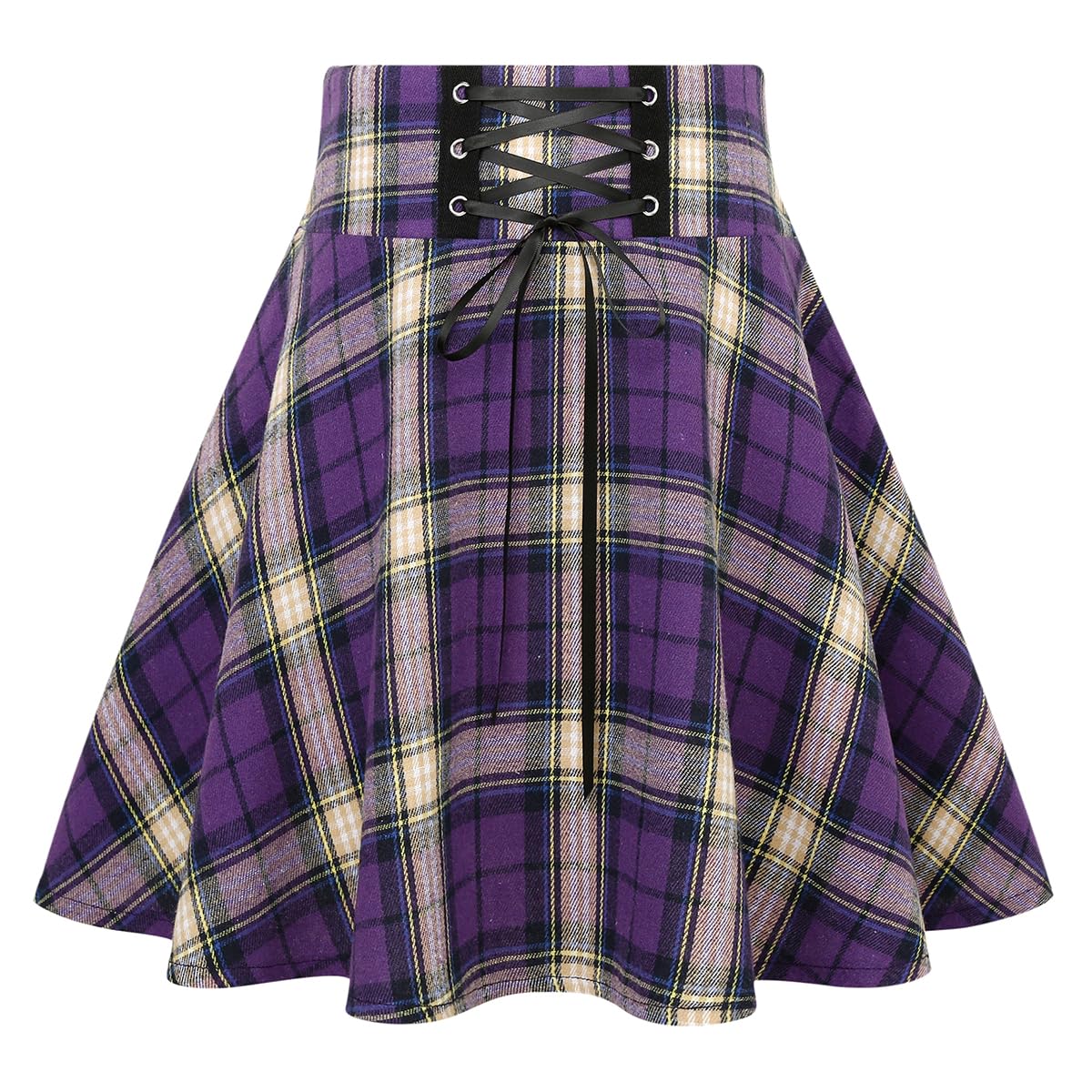 IDEALSANXUN Gothic Plaid Mini Skirts for Women Short High Waist Plaid Skirts