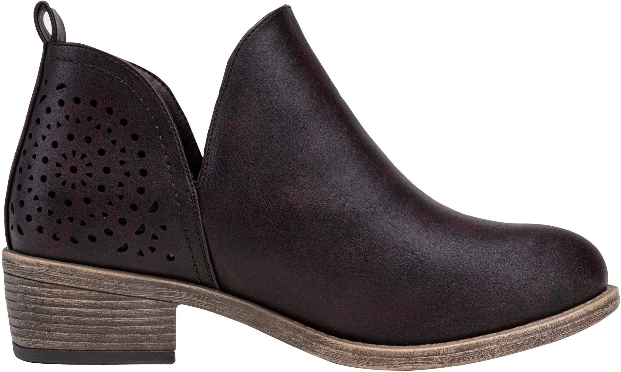 Vepose Women's Short Ankle Boots Low Heel, Western Cutout Perforated Booties