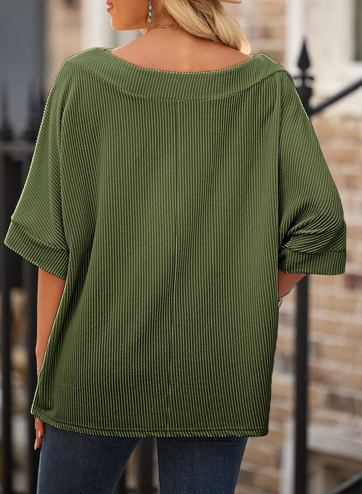 EVALESS Sexy Off The Shoulder Tops for Women 3/4 Length Sleeve Womens Tops Spring Summer 2026 Boat Neck One Shoulder Shirts