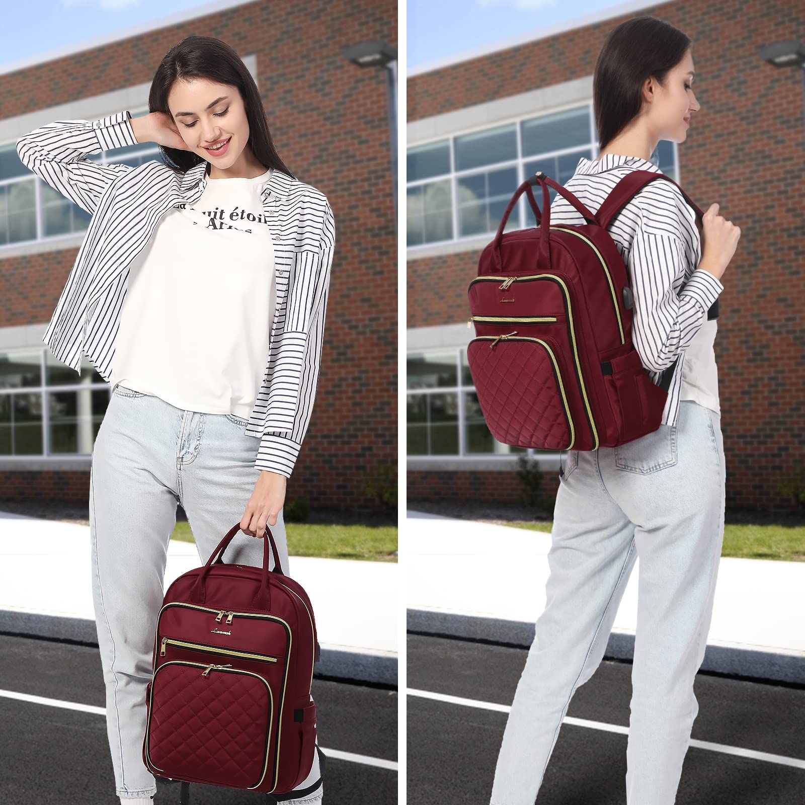 LOVEVOOK Laptop Backpack for Women, Water Resistant Travel Work Backpacks Purse College Business Teacher Nurse Computer bag with USB Charging Port