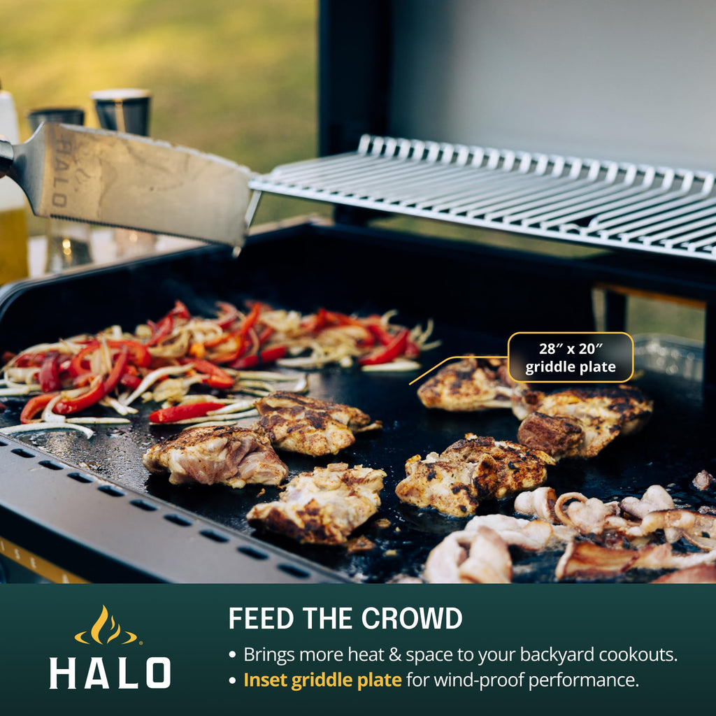 HALO Elite1B Outdoor Griddle | 2 Cooking Zones | 284sq. In. (21″ x 13.53″) Wind-Proof Cooking Surface | Portable Flat Top for Camping, Tailgates, and Patios | Propane Gas Grill | HZ-1007-ANA