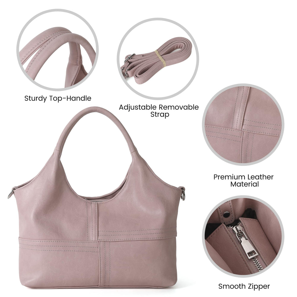 KOGTLA Medium Vegan Leather Purses for Women with Detachable Satchel Strap, Ladies Handbags, Tote Hobo Bags with Two-Handle