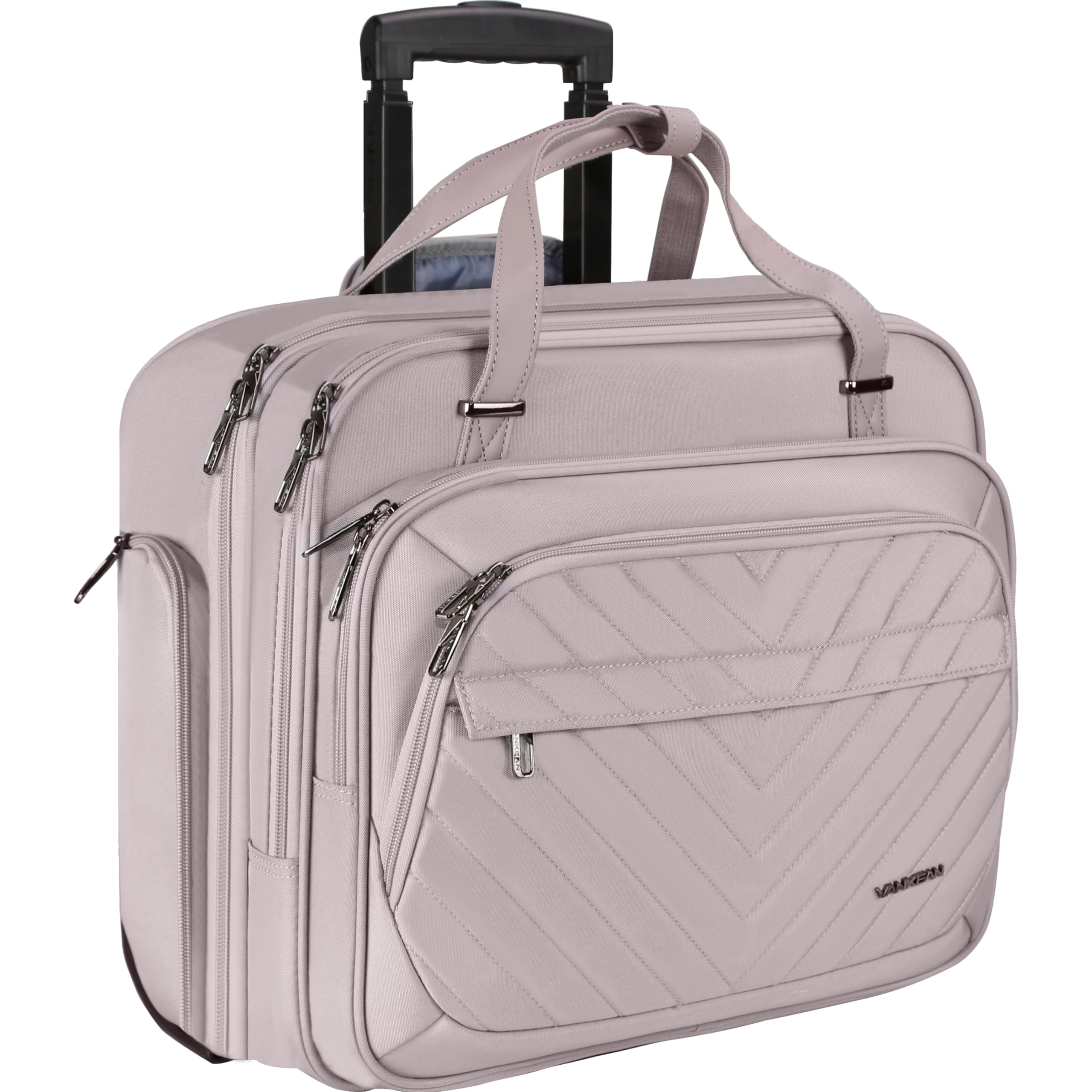VANKEAN Rolling Laptop Bag Women with Wheels, Fits Up to 15.6 Inch Rolling Briefcase Water Repellent Rolling Computer Bag (Floral)
