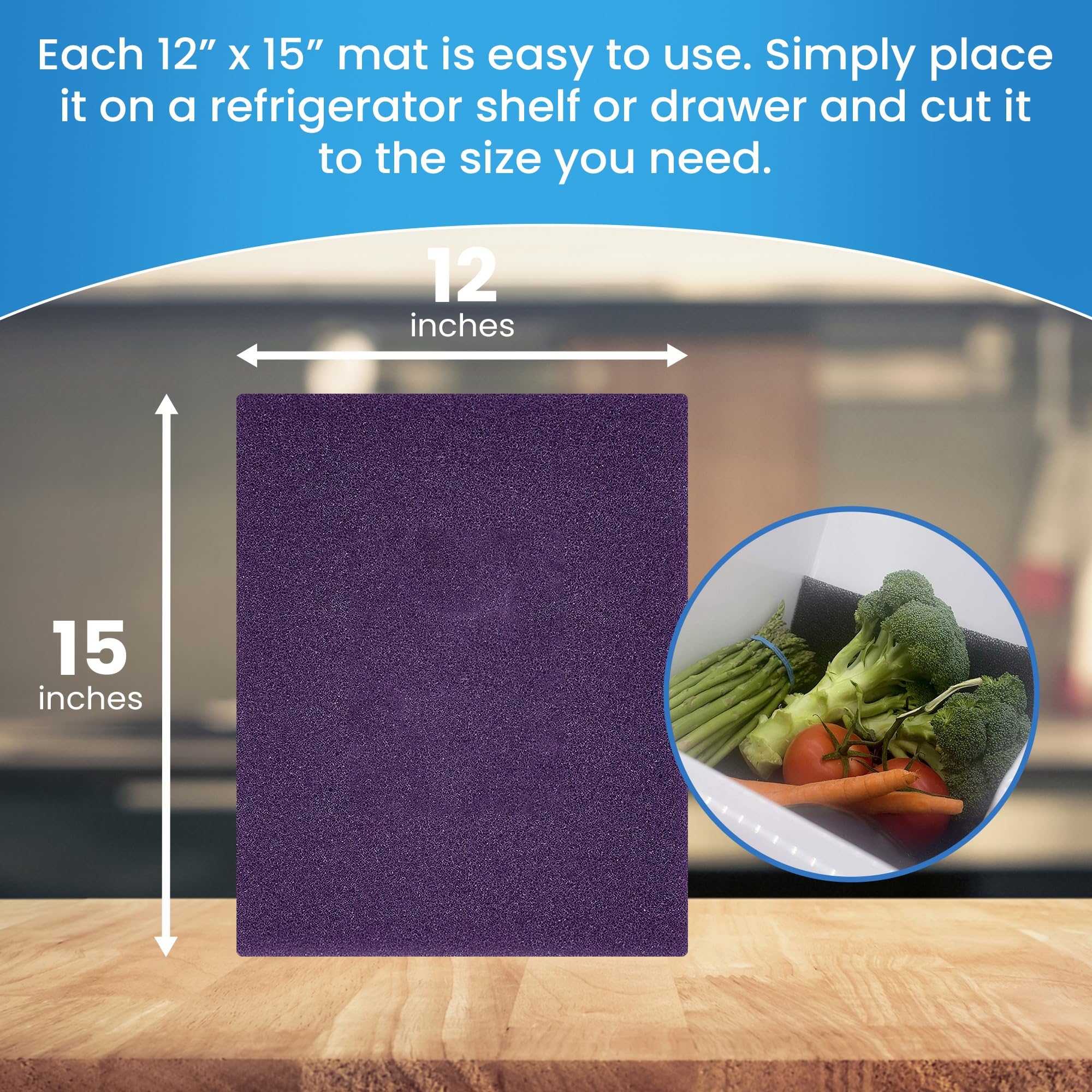 Bluapple FreshMats, Refrigerator Bin Liner, Fridge Drawer Mats, Crisper Life Extender Liner Keeps Produce Fresh Longer, Anti-Bruising, for Air Circulation, Washable & Reusable (4-Mats, 12x15, Black)
