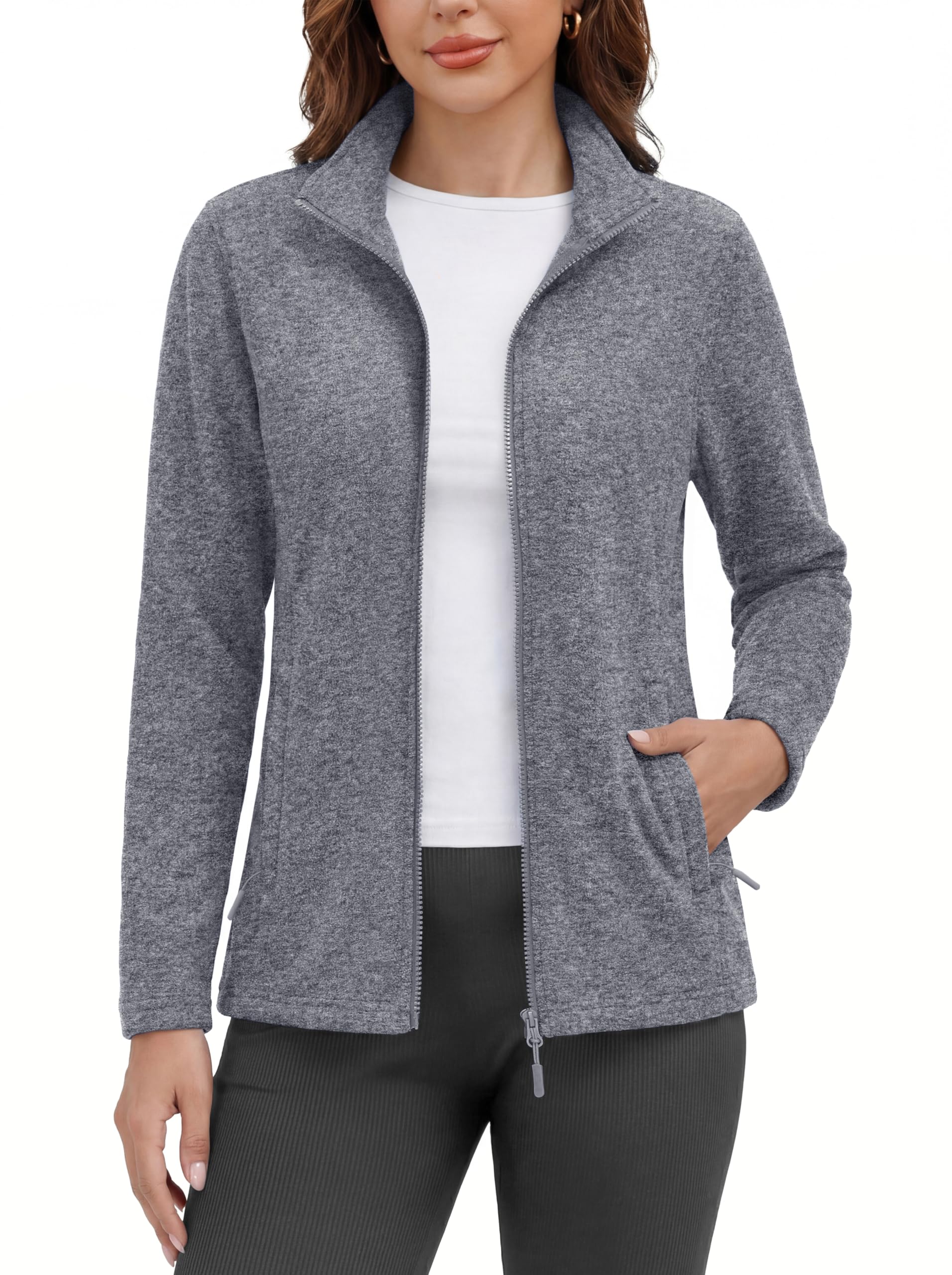 MAGCOMSEN Fleece Jacket Women Zip UP Lightweight Soft Polar Warm Winter Jackets for Women with Pockets Outdoor Hiking