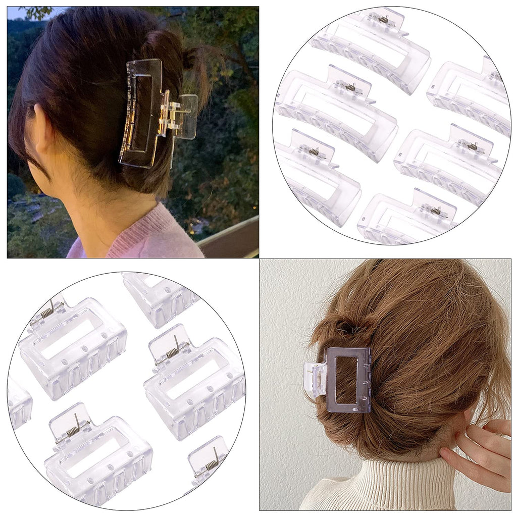 12 Pack Black Square Claw Clips, Big and Small Neutral Rectangle Hair Claw, Non-slip Matte Large Hair Clips for Women,Strong Hold jaw clip for Thick Thin Hair