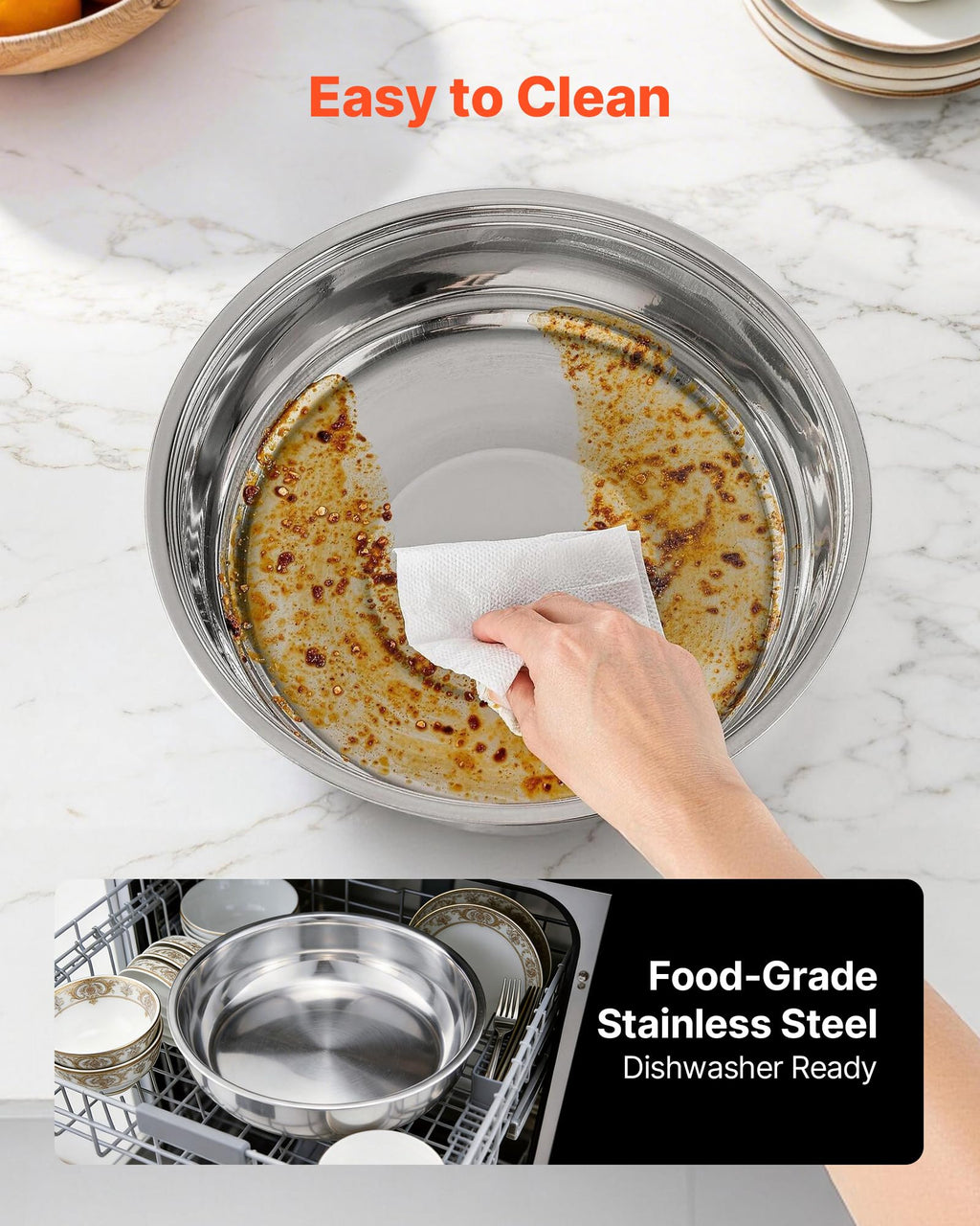 VEVOR Chafing Dish Buffet Set, 5 Qt 4 Pack, Stainless Steel Chafer with 4 Full Size Pan, Round Catering Warmer Server with Glass Lid Water Pan Folding Stand Fuel Holder, for Wedding Banquet, Gold