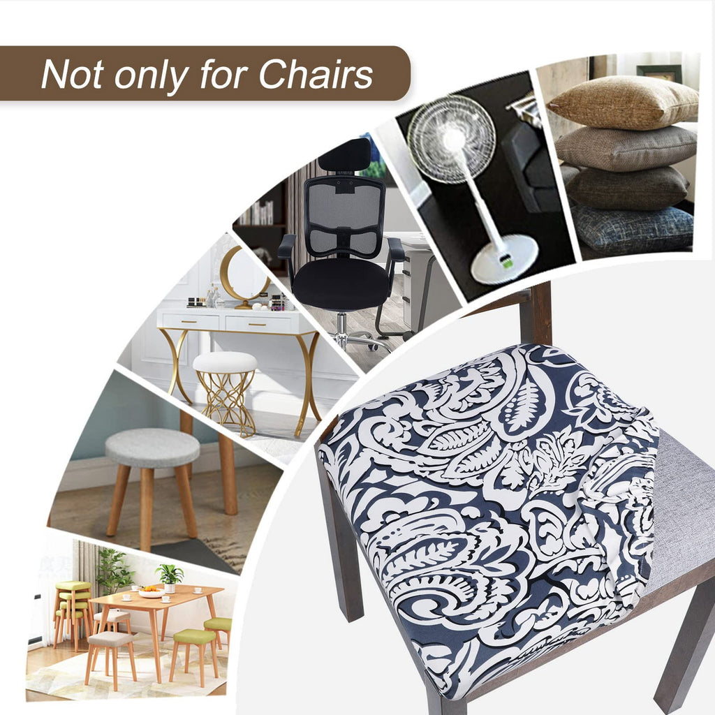 SearchI Seat Covers for Dining Room Chairs Stretch Printed Chair Seat Covers Set of 2, Removable Washable Upholstered Chair Seat Protector Cushion Slipcovers for Kitchen, Office(Ball Flower)
