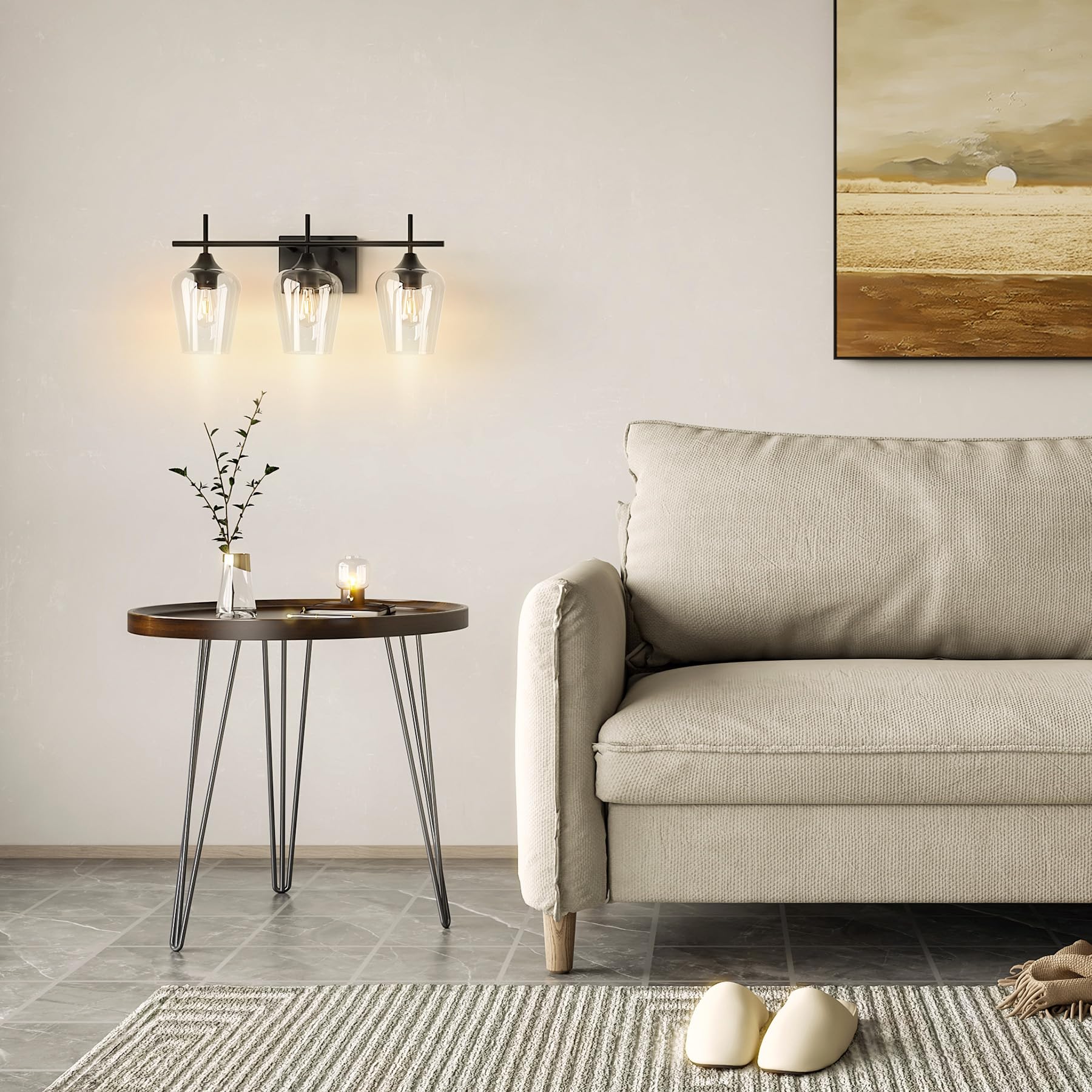 VONLUCE Bathroom Vanity Light, 2 Light Bathroom Light Fixture Over Mirror, Bathroom Wall Lamp with Clear Glass, Modern Brushed Nickel Vanity Lighting fixtures for Bathroom, Bedroom, Hallway