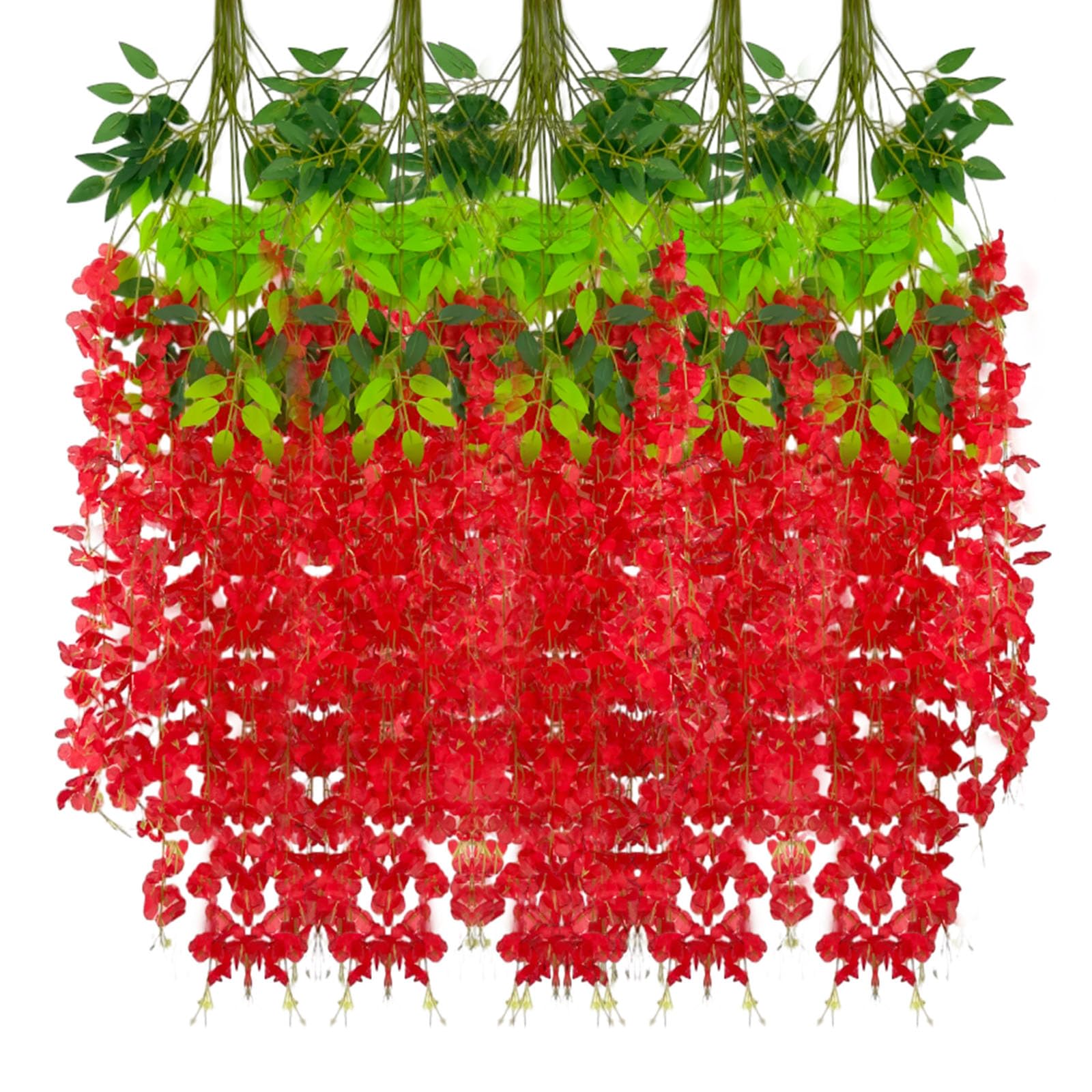 5 Pack Pink Wisteria Hanging Flowers Garland, 3.77 Feet Artificial Flower Vines, Fake Wisteria, Artificial Vines Hanging Garland for Backdrop Outdoor Yard Garden Decor