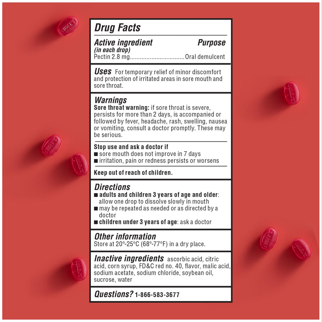Luden's Sugar Free Wild Cherry Throat Drops, Sore Throat Relief, 25 Count (12 Pack)