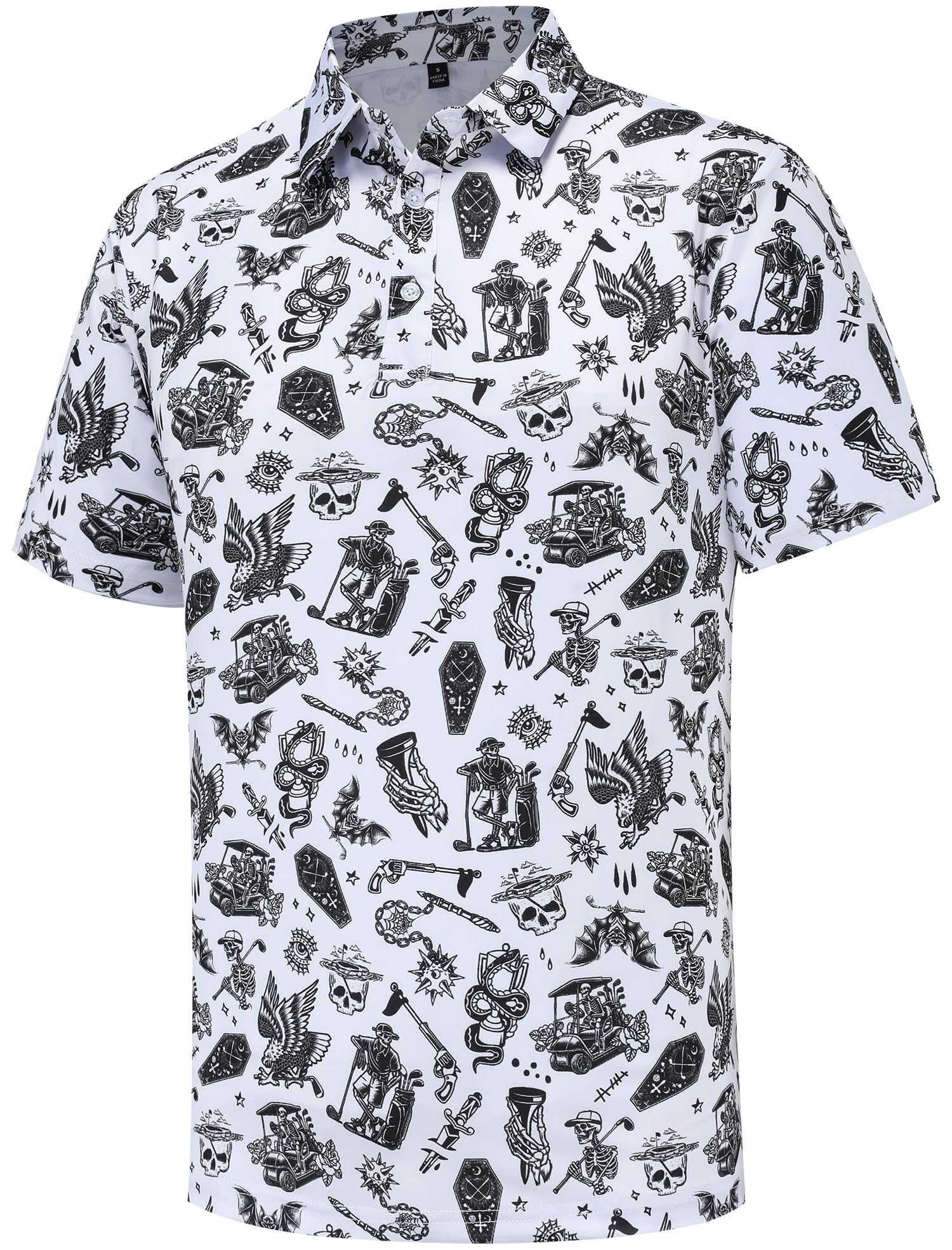 Men's Golf Polo Shirts Funny Golf Shirts for Men Performance Moisture Wicking Quick Dry Athletic Short Sleeve Shirts