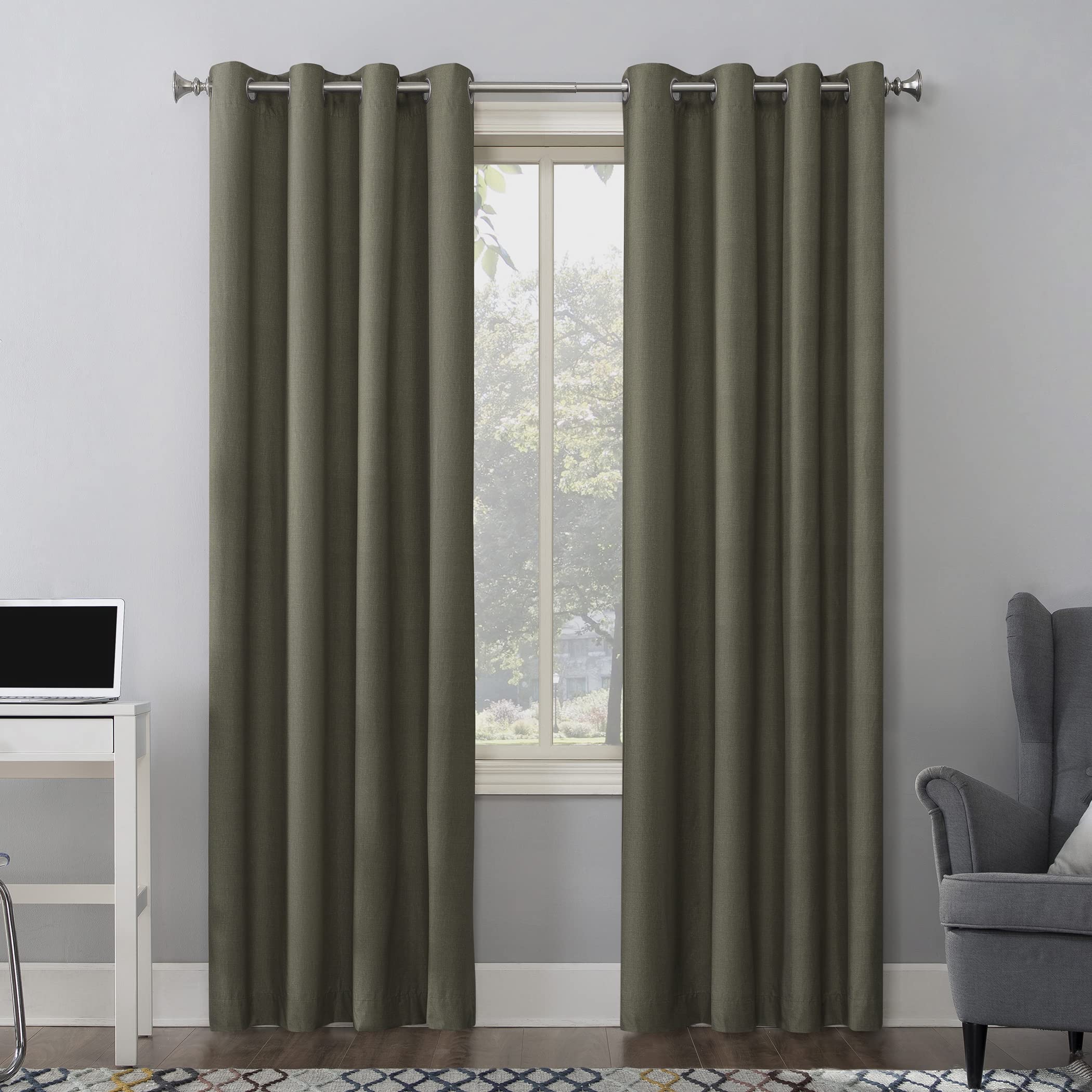 Sun Zero Columbia Thermal Insulated 100% Blackout Grommet Curtain Single Panel, 50" x 63", Cedar Orange