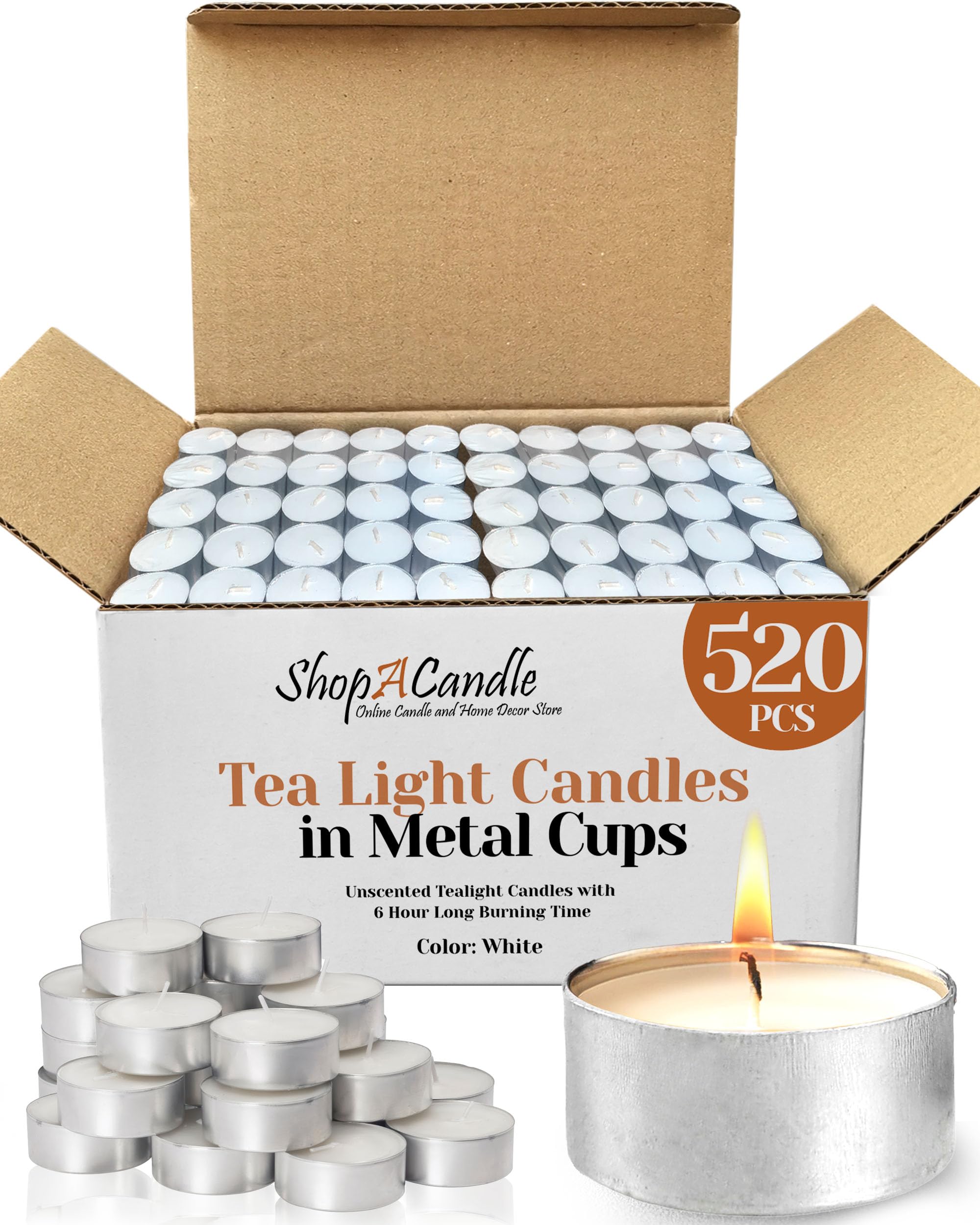 250 Pack Tealight Candles in Metal Cups - Clean, White Unscented Tealight with 3 Hour Long Burning Time - Votive Candles Bulk for Romantic Dinner, Weddings, Spa & Hotels